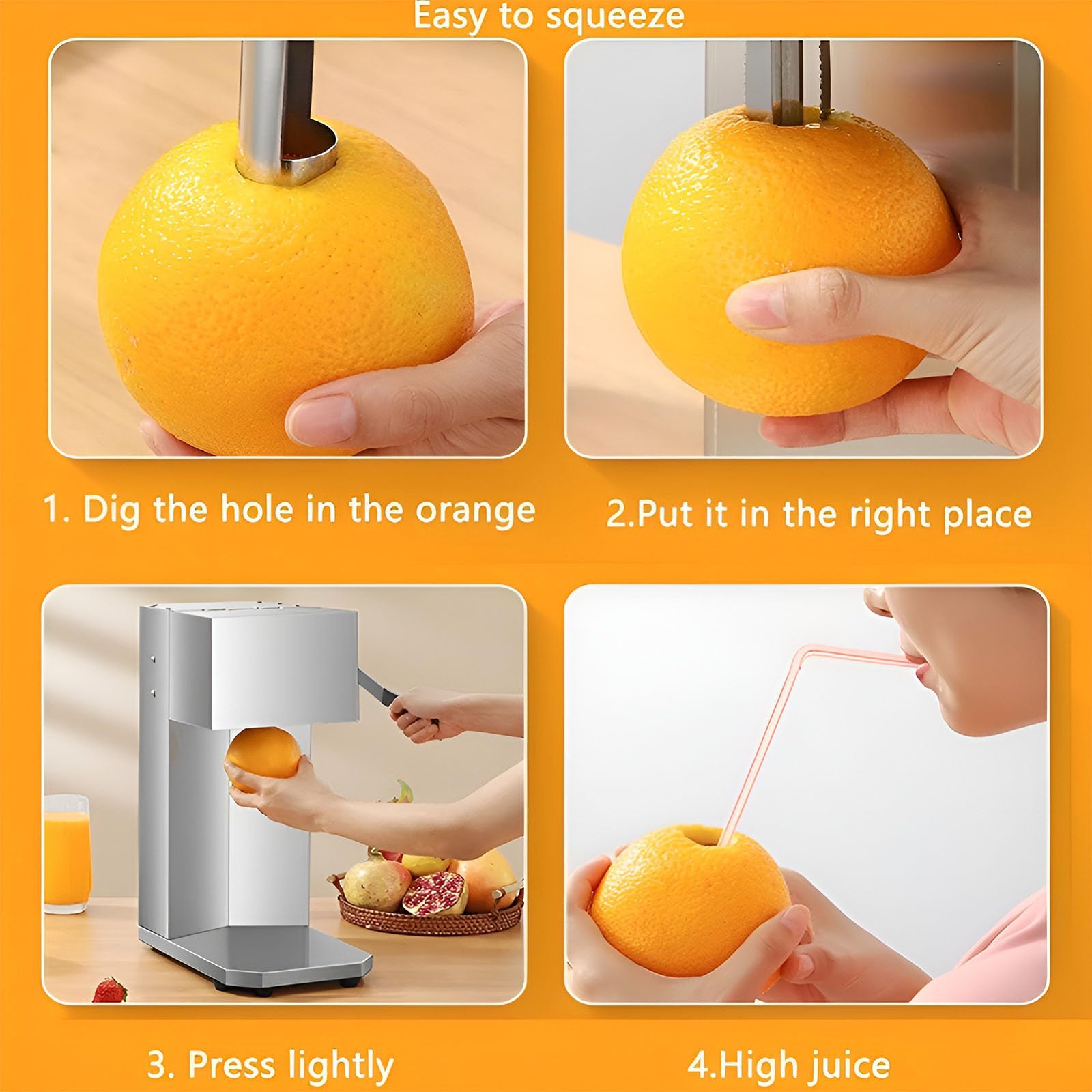 Spremiagrumi commerciale elettrico, 3 lame | Estrattore di Succo di Arancia, Limone e Pompelmo per Uso Domestico e in Juice Bar(#1)