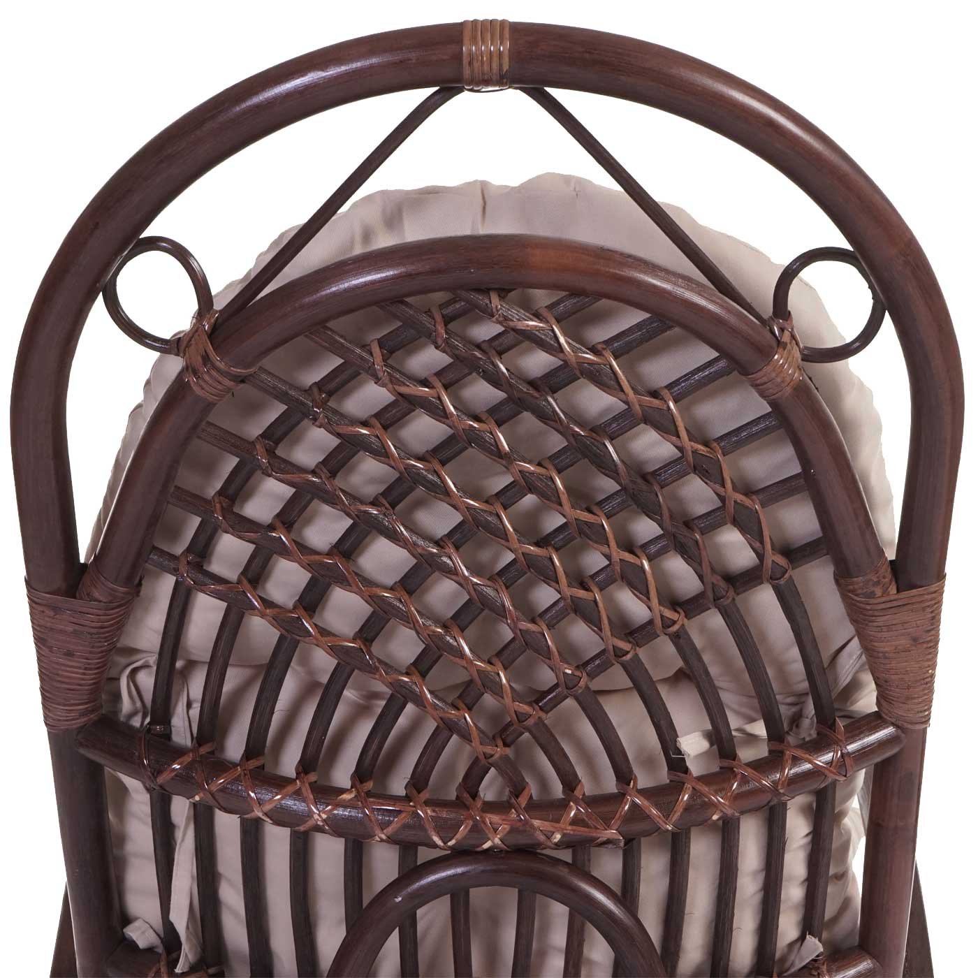 Schaukelstuhl HWC-C40, Schwingsessel Rattansessel, braun - Auflage creme