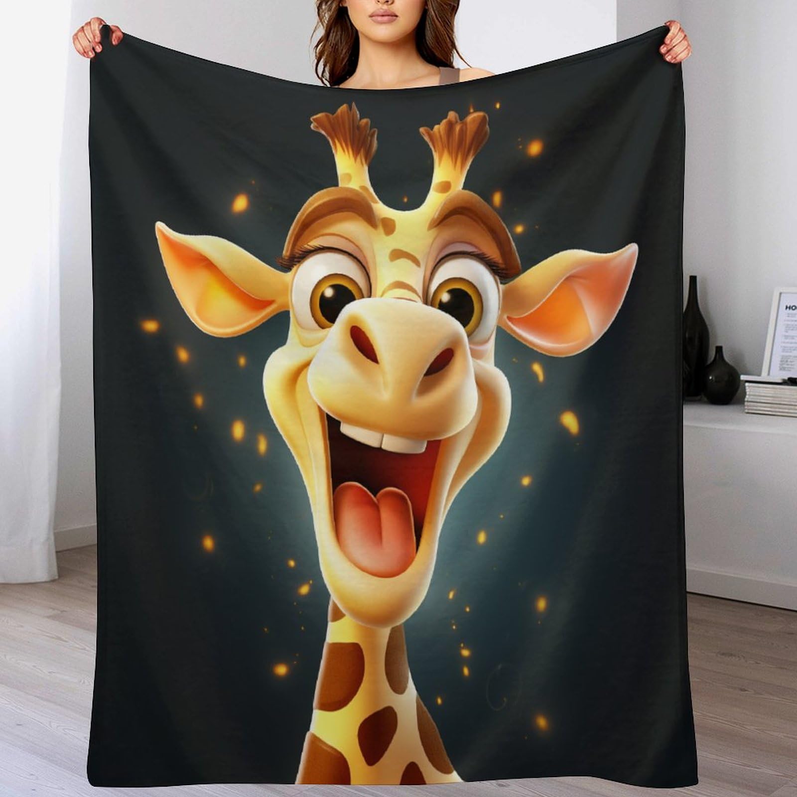 Couverture super douce en flanelle de qualité supérieure motif girafe