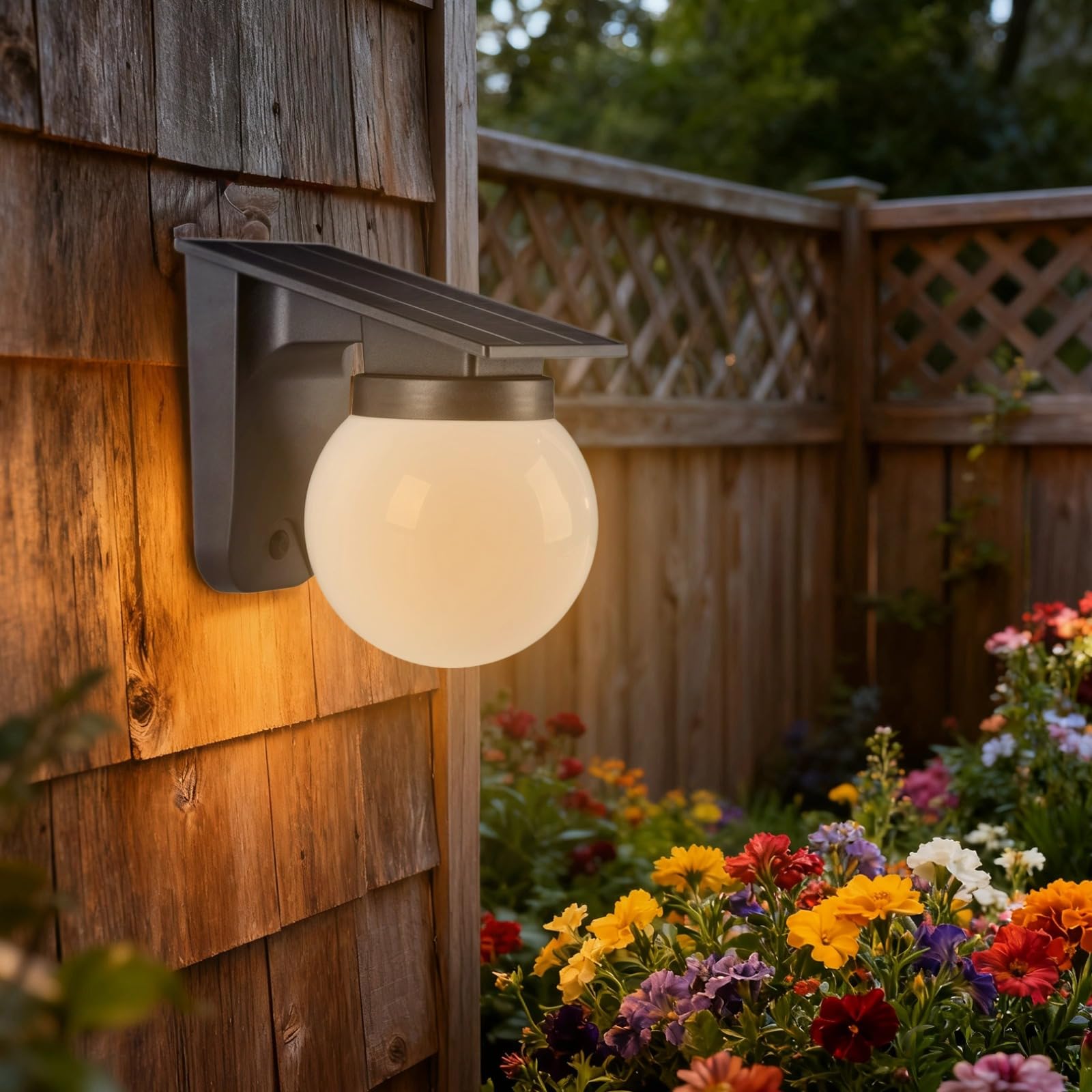 2 szt. solarne lampy ogrodzeniowe, zewnętrzne lampy solarne z 3 trybami oświetlenia, czarno-białe globusy do dekoracji ogrodu, patio i podwórka