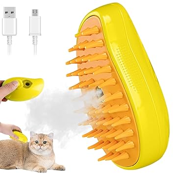 AVNISH Cat Steam Brush 3 in 1 Steamy Pet Brush Cleanser Cat Dog Massage Comb with Steam Pet Grooming Brush for Cats | Water Steamer Pet Hair Remover Shedding Loose Hair