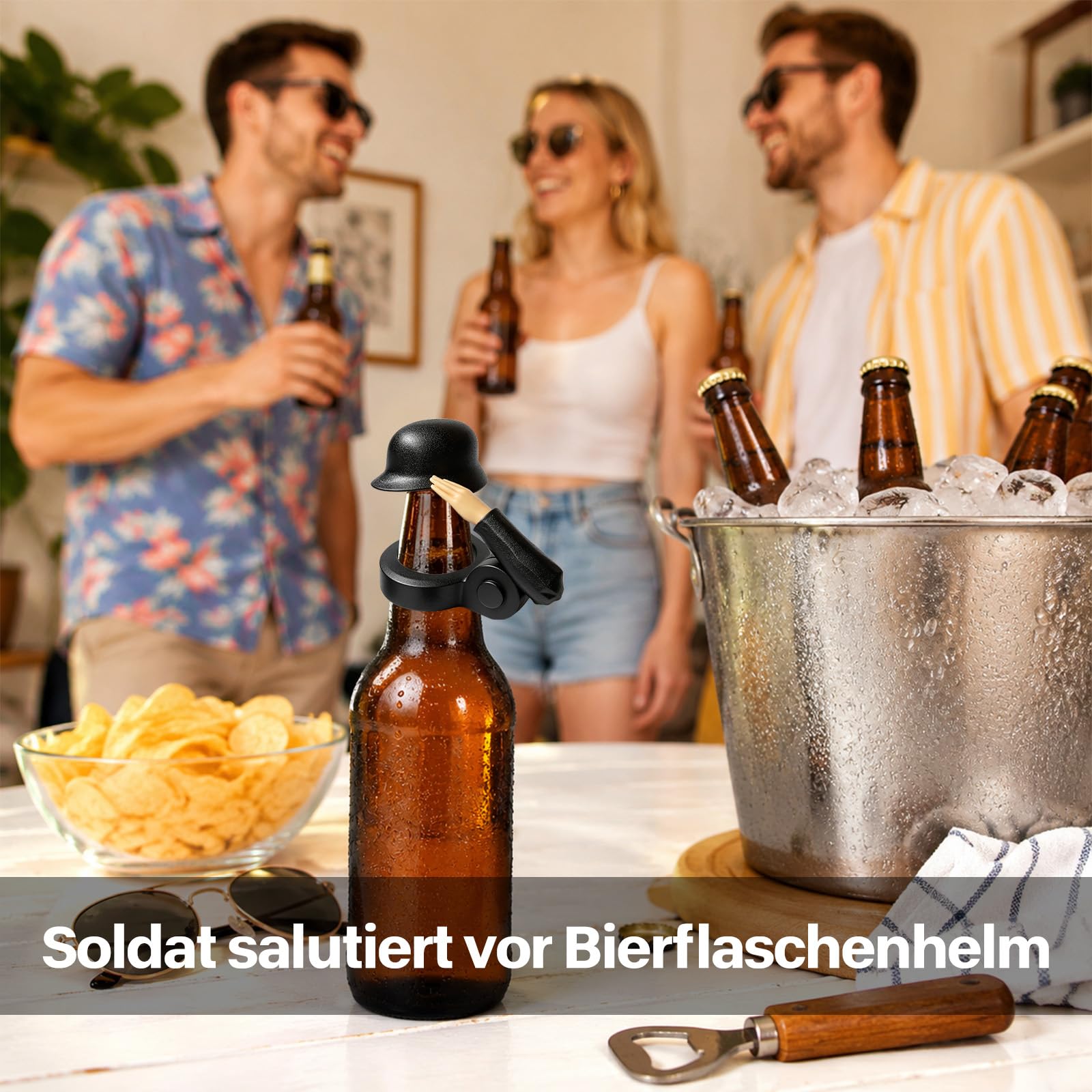 4er Set Bierflaschenverschluss Stahlhelm,Wiederverwendbarer Flaschenverschluss Bierflaschen,Lustiger Flaschendeckel für Bierflaschen,Staubdichter Bierflaschen Verschluss Helm,Deko Party Soldaten