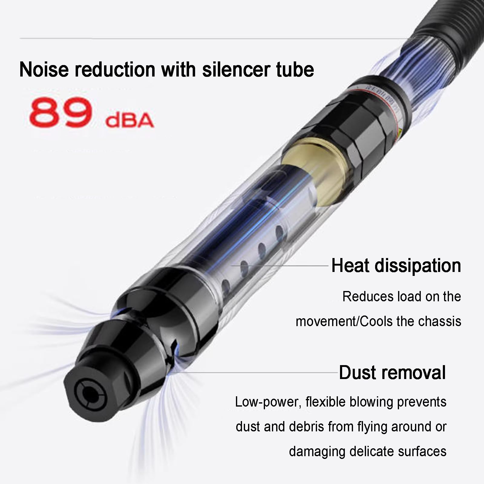 Kit de molinillo neumático de lápiz, herramienta de grabado micro de aire de alta velocidad, 75.000 RPM, 10 cabezales incluidos, capacidad de portabrocas de 2,38 mm/3 mm para corte y pulido industrial