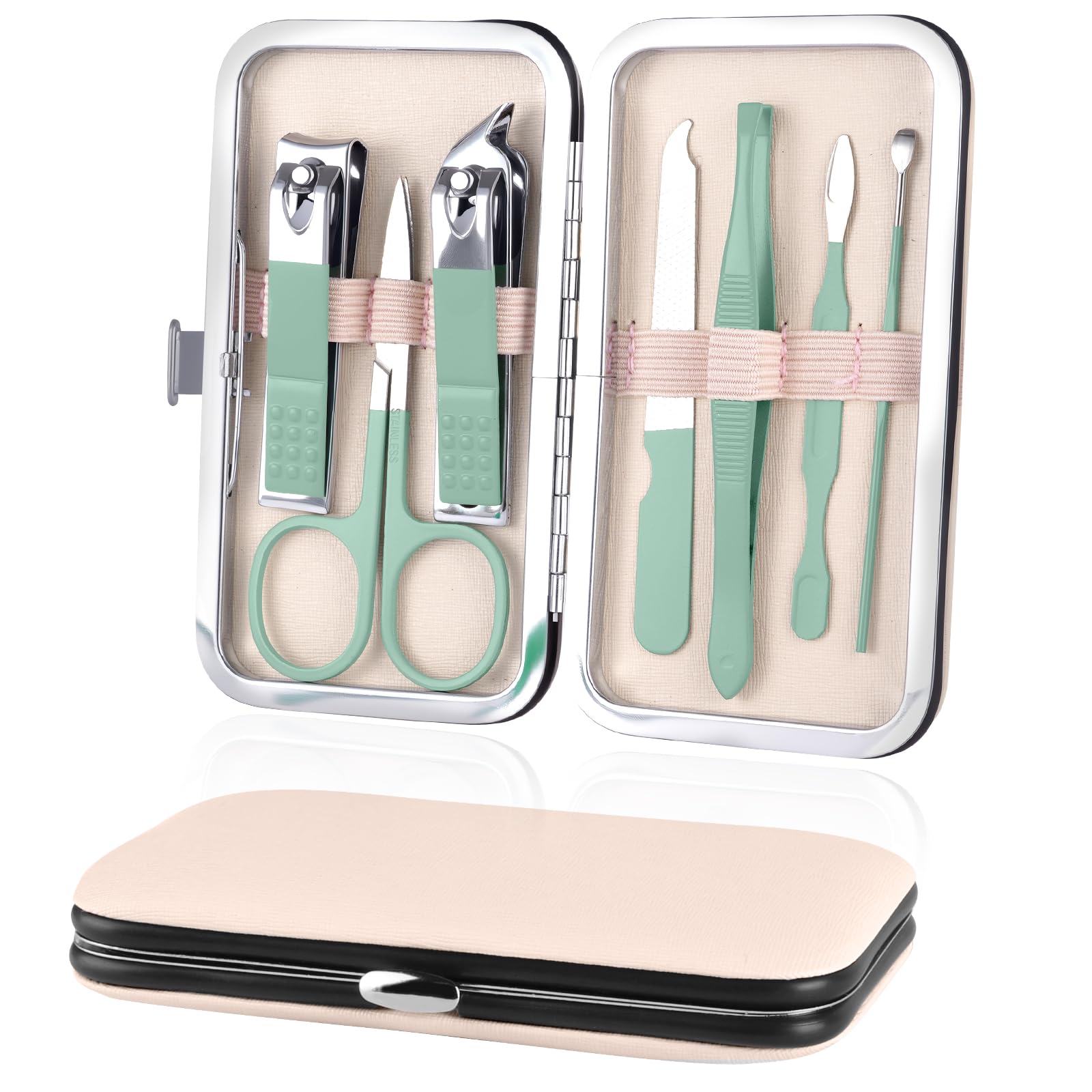 URAQT Manicura Pedicura Set, 18 Piezas Cortaúñas, Tijeras de Uñas con Herramientas Remover Cutícula, Acero Inoxidable, para Viajes y hogar, con Caja de Cuero — view 13