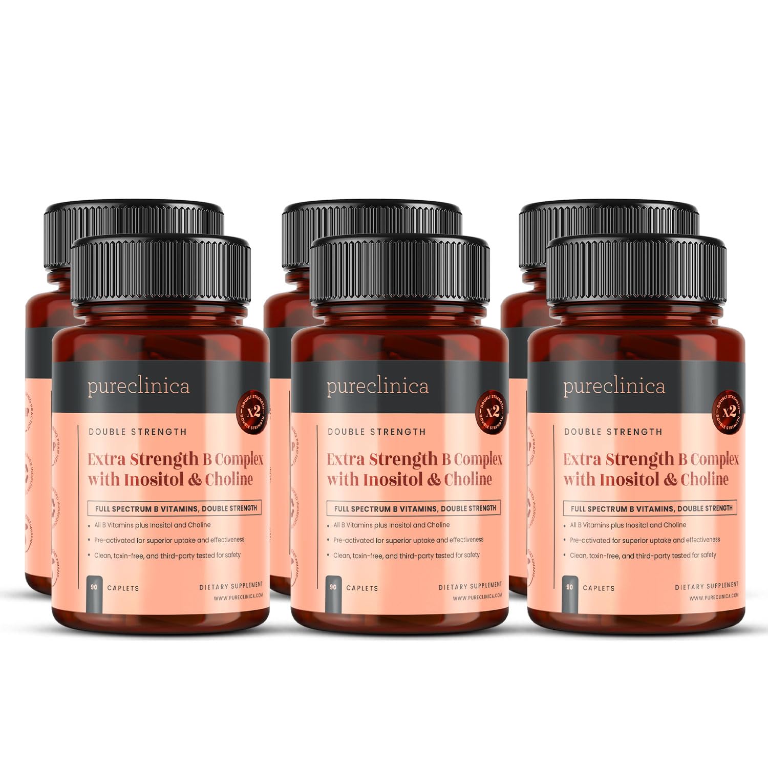 Extra Starkes B-Komplex mit Inositol & Cholin x 540 Tabletten (6 Dosen à 90) – Hochdosierte B-Vitamine für Energie, Gehirn & Nerven – 18 Monate Vorrat
