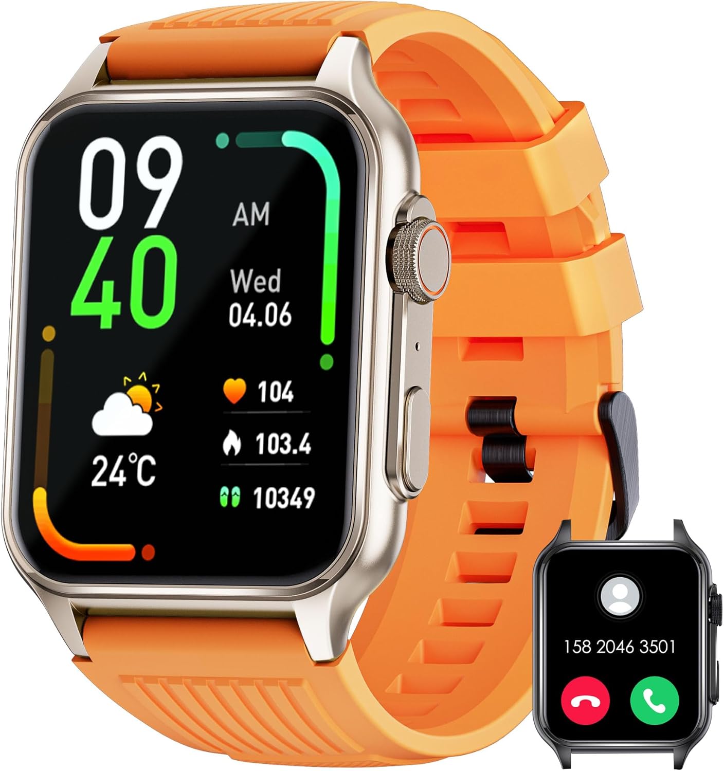 Smart Watches per uomini donna (risposta/chiamate di composizione) 1.96 Fitness Tracker con frequenza cardiaca SpO2 Sleep Monitor 100 + Modalità sportiva Smartwatch impermeabile IP67 per iOS Android