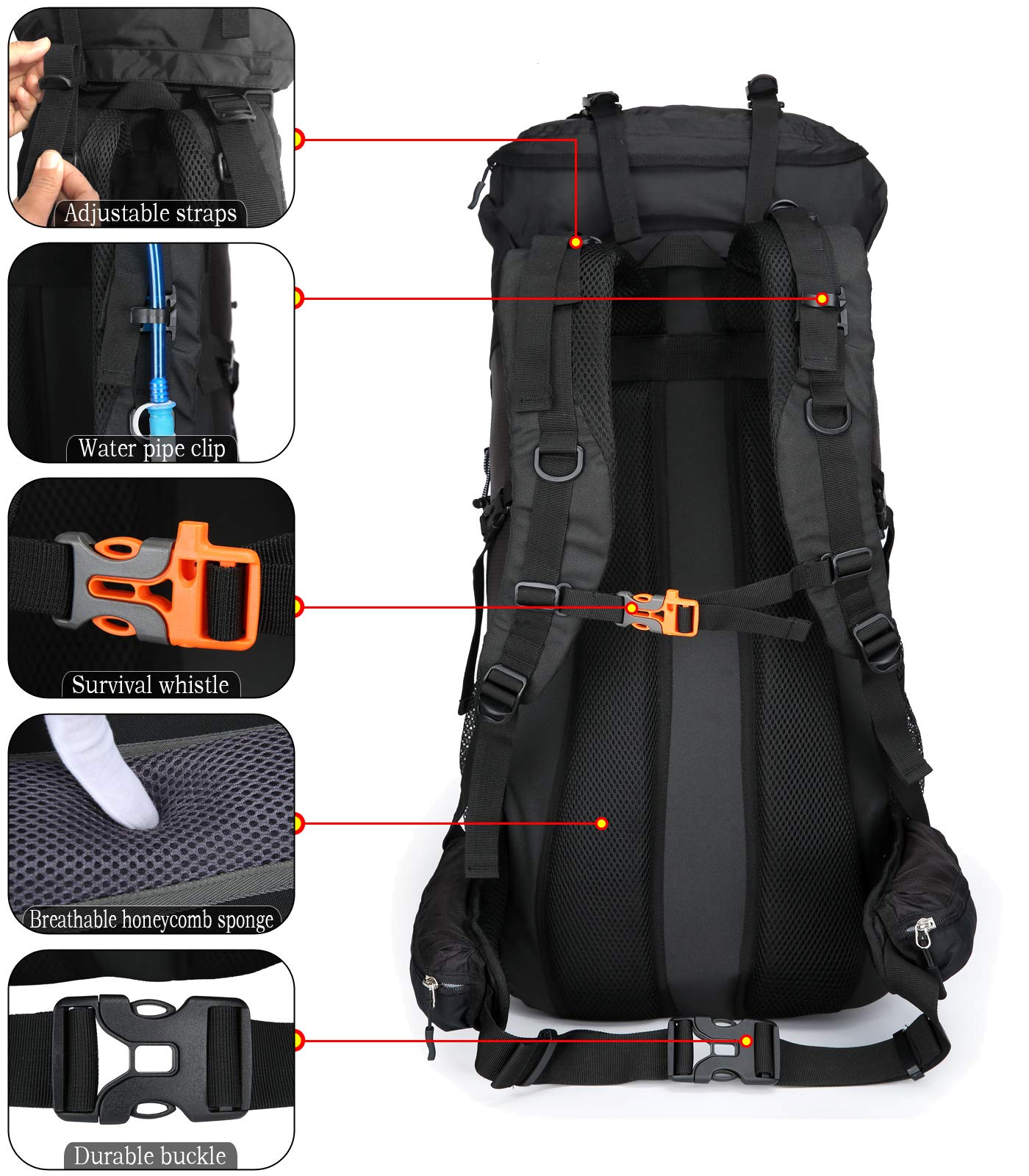 70L Rucksack Campingrucksack Trekkingrucksack Wanderrucksack Reiserucksack (mit Regenschutz)
