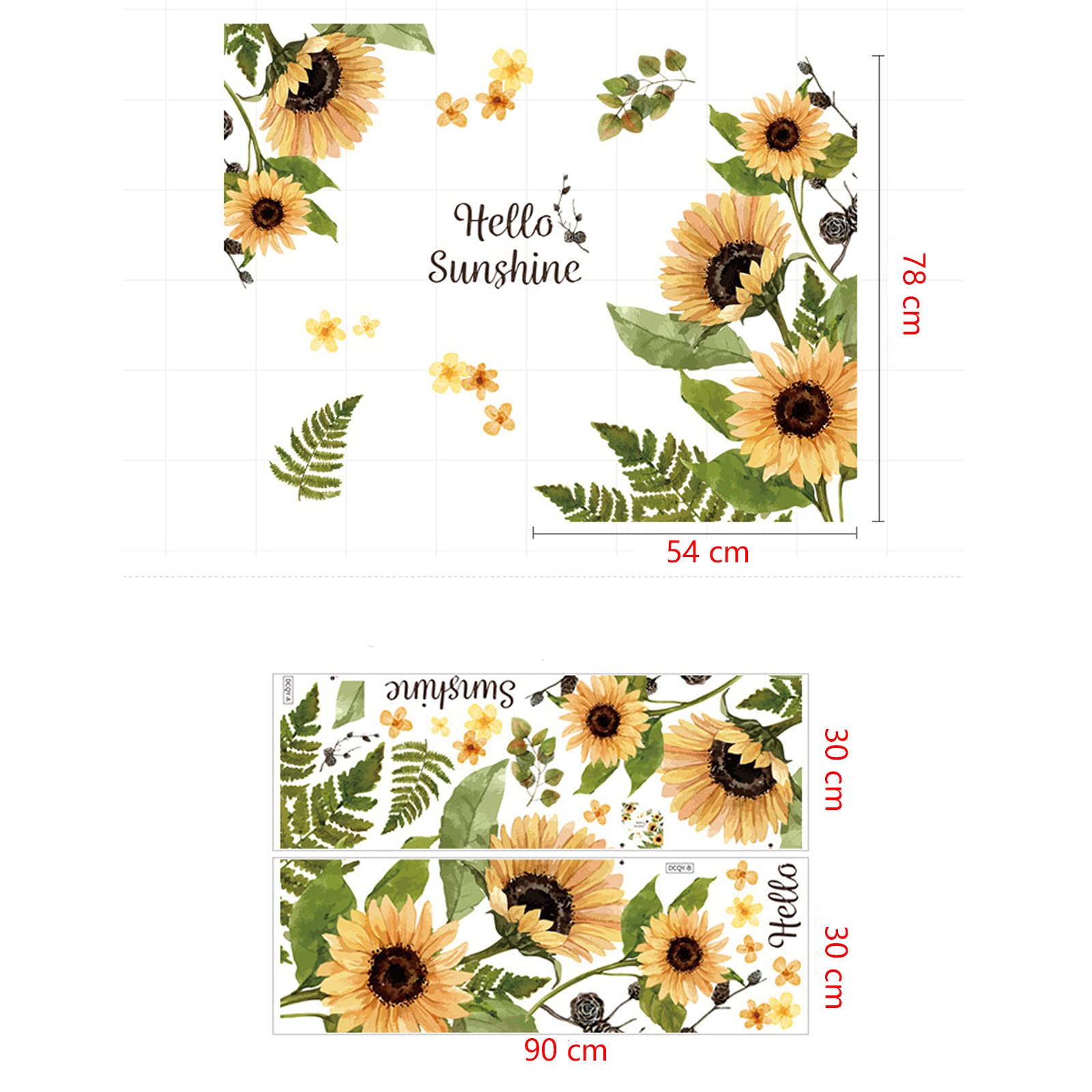Adesivi Murali Girasole E Farfalle - Decorazione Parete Per Camera Bambini, Soggiorno, 4 Pezzi 29x25 Cm - Foto 11