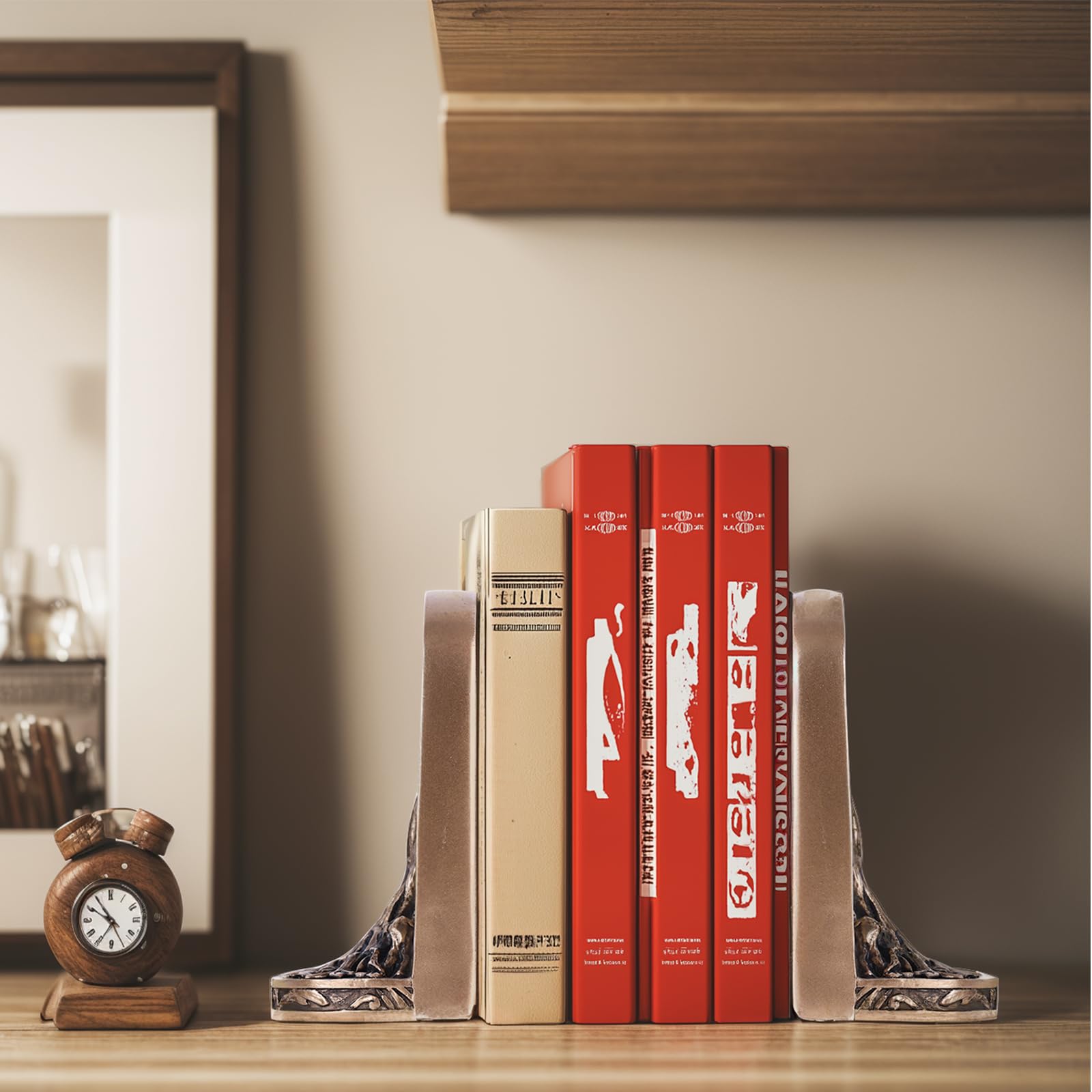 Set di 2 fermalibri decorativi con albero della vita, color bronzo antico, per scaffali o librerie, resistenti e antiscivolo, per mensole da scrivania, biblioteche e ufficio, regalo per la casa