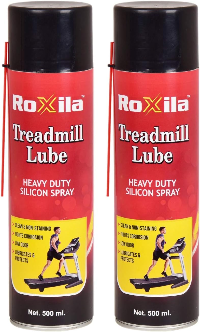 Roxila® Pure Silicone Treadmill Lubricant Spray 500ml | Heavy Duty Belt Lubricant | High Viscosity Silicone Oil | Reduces Noise & Friction | Extends Motor & Belt Life | All Treadmills (Pack of 2)