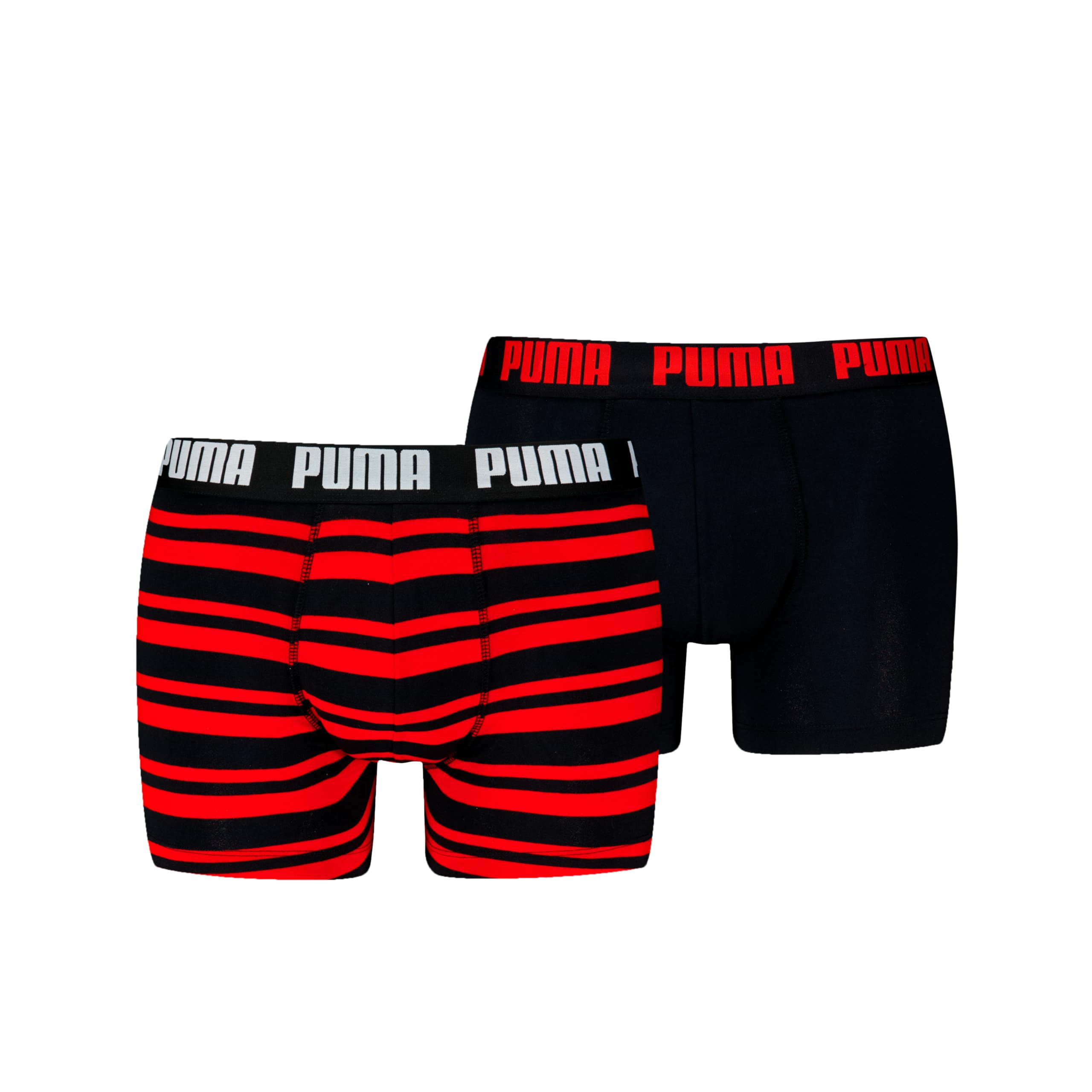 Puma Men's Red 2-Pack Heritage Stripe Boxer Briefs, /Black - Size 32/30/31