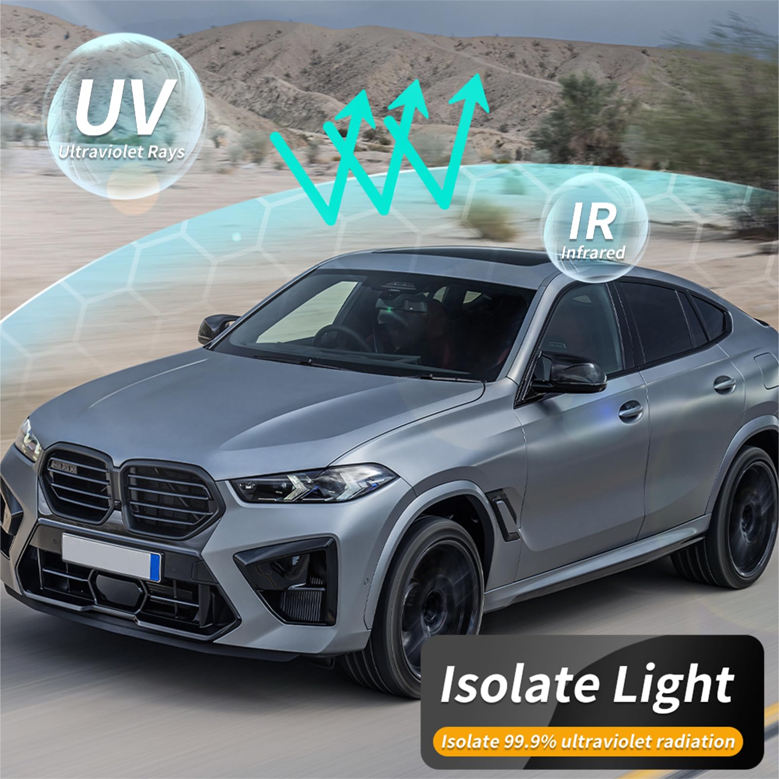 für BMW X5 G05 2023 2024 8.5mil TPU PPF Solar Fenstertönung für Autodach Oberlicht Vorgeschnittene Selbstklebende Transparent Lackschutzfolie Zubehör Eisblau 2Stück