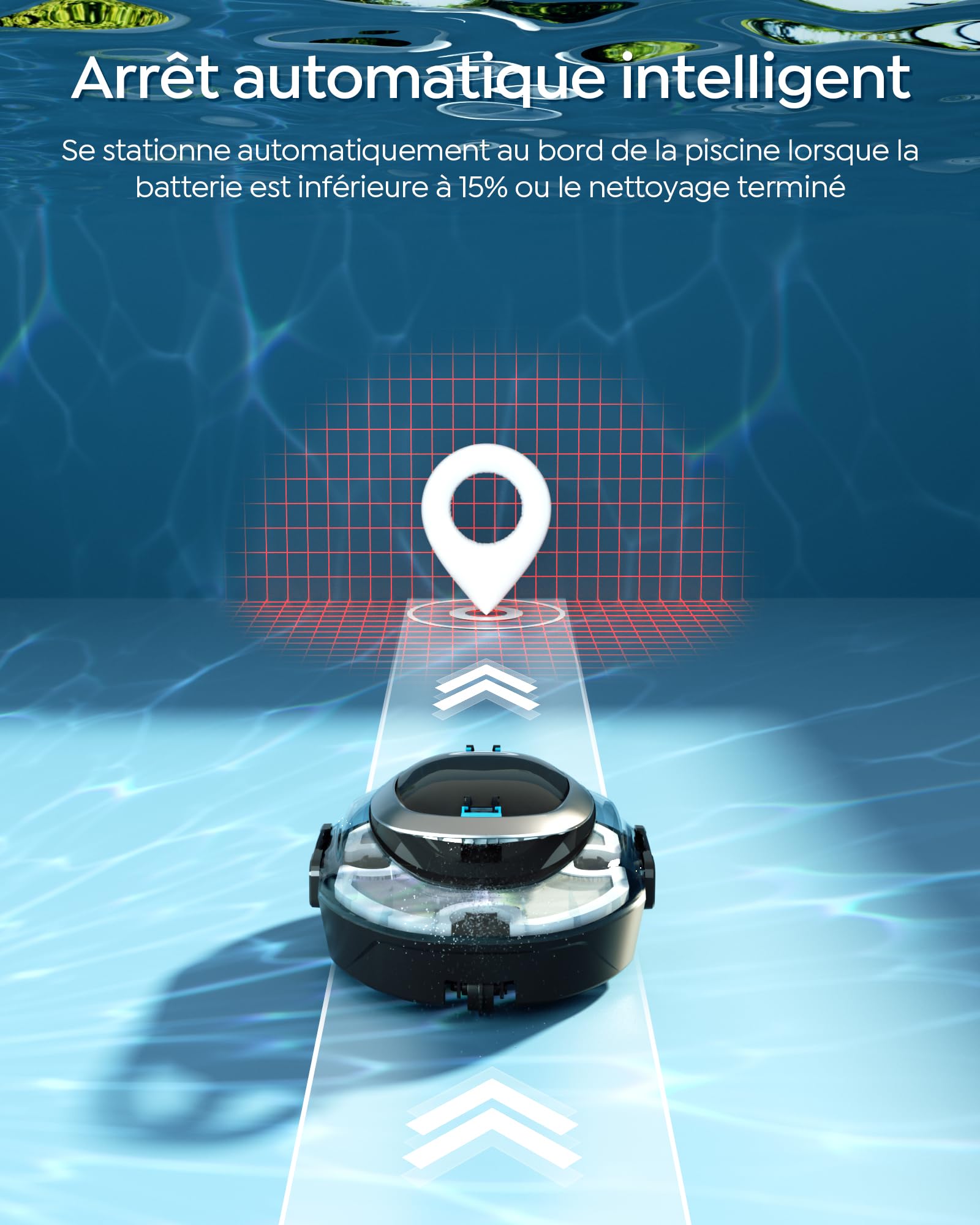 S2 Robot Piscine,Double Filtration,Aspirateur Piscine sans Fil | 90 Min d'Autonomie, Nettoyeur de Piscine Compact,Stationnement Automatique,pour Piscines Hors Sol Jusqu'à 80 m²,Noir Charbon