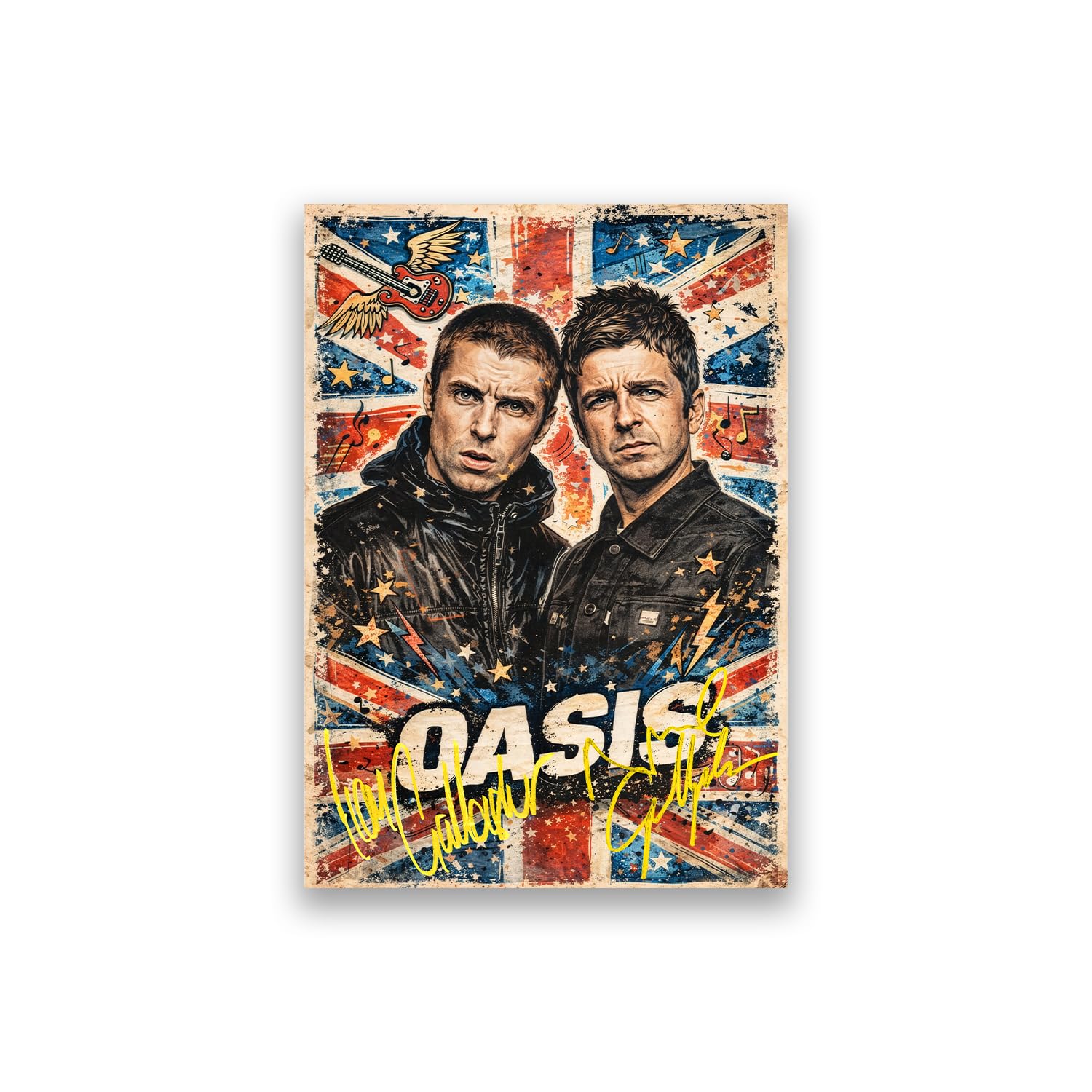 Oasis Signed Poster Print - Limited Edition Autograph Fan Gift – Collectible Memorabilia Wall Art Merchandise - Liam & Noel Gallagher Live '25 Reunion (A4 Unframed)