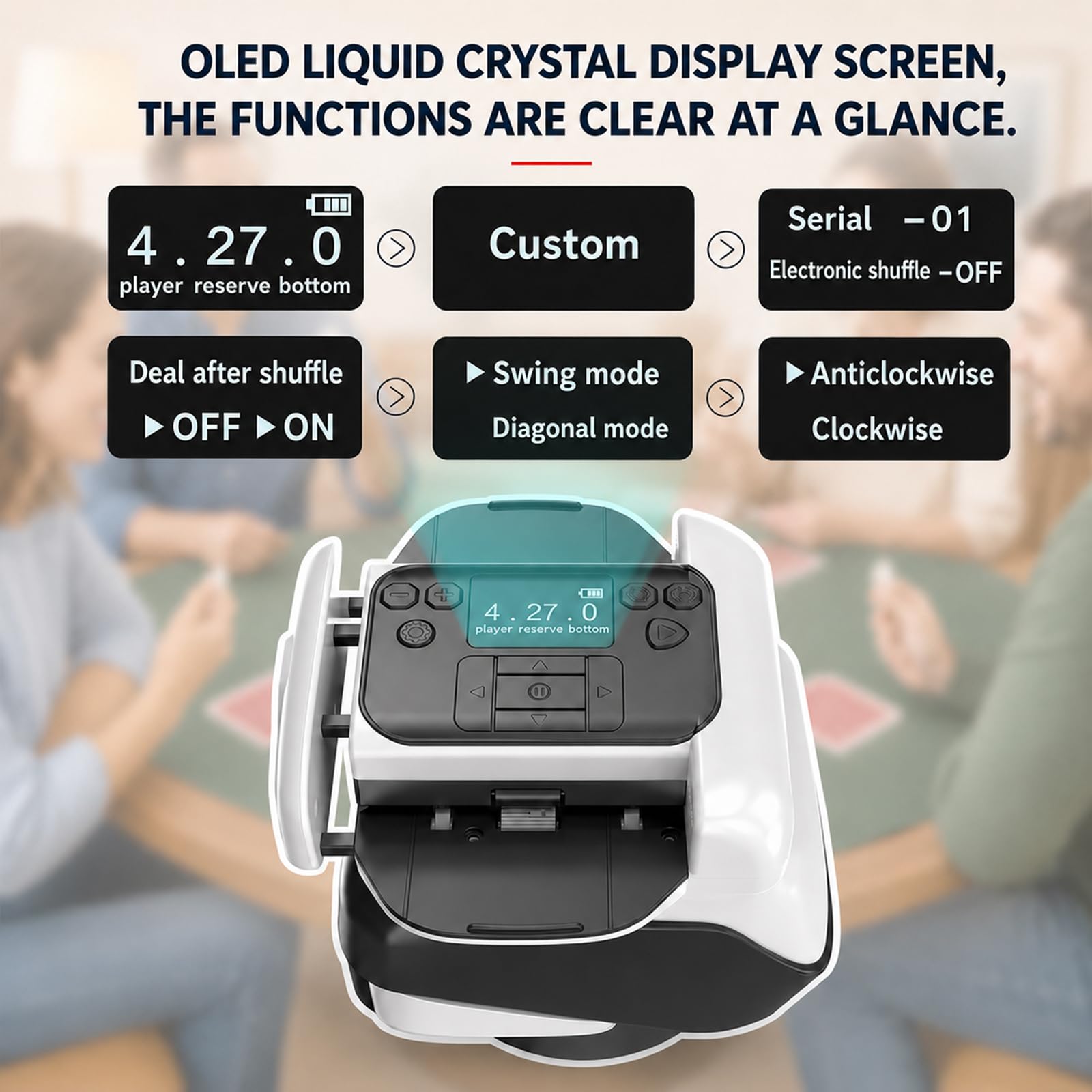 Miscelatore e distributore automatico di carte 2 in 1, rotazione a 360° per 1-2 mazzi, con 4 telecomandi, miscelatore elettrico per 2-12 giocatori, ricaricabile, silenzioso, ideale per il poker