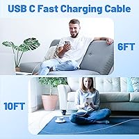 Vista 7 de Cable USB C a Lightning, paquete de 2 unidades de 6 pies + 10 pies, [certificado Apple MFi], cable de carga rápida para iPhone, cable de carga tipo