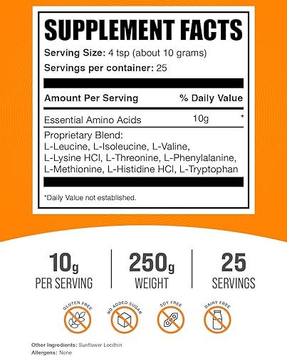 Vista 2 de BulkSupplements. com Essential Aminoácidos en polvo – Suplemento de aminoácidos esenciales, polvo EAA – Sin sabor y sin gluten, 0.35 oz por porción