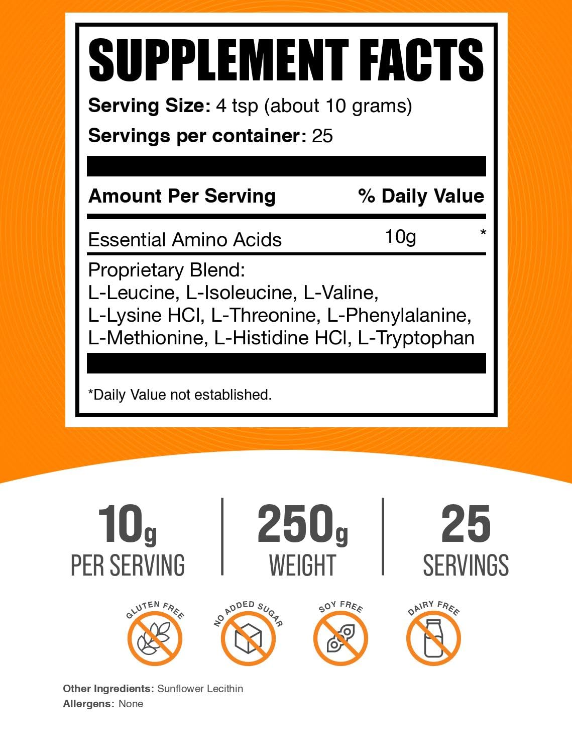 BulkSupplements.com Essential Amino Acids (EAA) - 250g (Pack of 1) — Amazon image 2