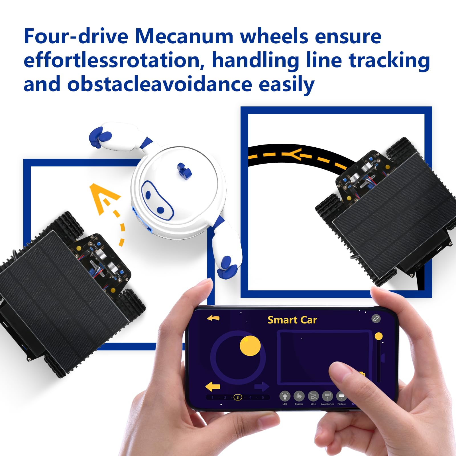 ACEBOTT ESP32 Smart Tank Solar Robot Car, 4WD movimento omnidirezionale auto telecomando compatibile con Arduino IDE, progetto di programmazione elettronica/kit di codifica scientifica STEM per