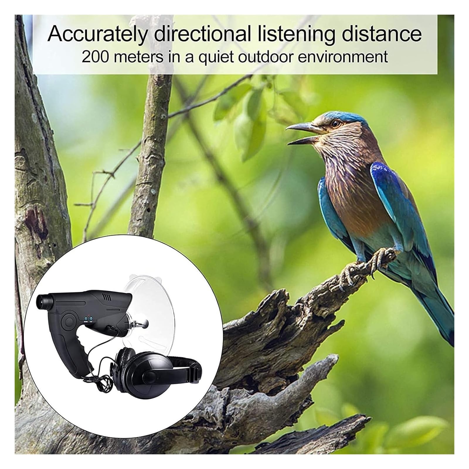 Richtmikrofon Parabolmikrofon, X8 Bionic Ear Vogel-Hörteleskop mit großer Reichweite, Vogel-Hörteleskop mit monokularem Schallverstärker