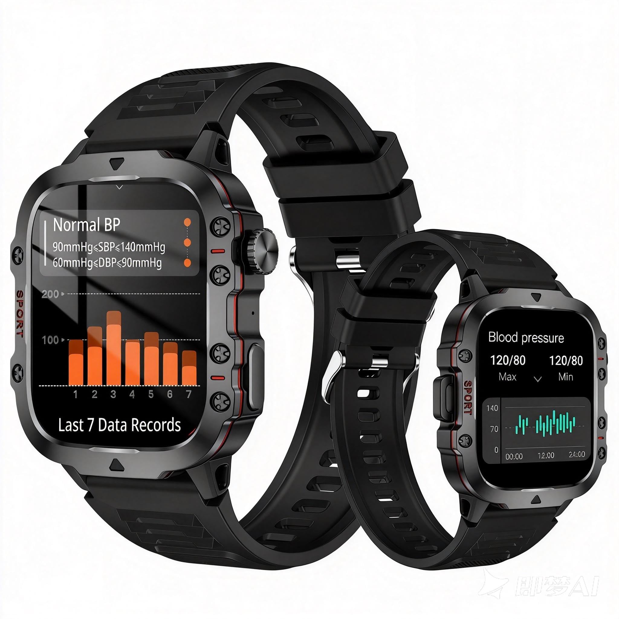 Blood Pressure Watch for Men, IP68 Waterproof Blood Pressure Watch, 1.96" High-Resolution Touch Screen Smart Fitness Tracker with 100+ Sport Modes for Android/iOS-image-15