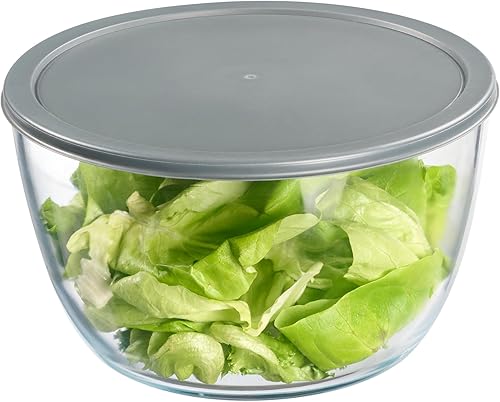 Miniatura 9 de Le'raze Escurridor de ensalada de vidrio con tapa hermética, sin BPA, lavadora giratoria de lechuga de fácil bombeo, cuenco de lavado de frutas con