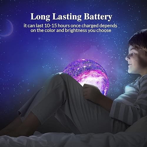 Miniatura 5 de Himalayan Glow Lámpara Galaxy de 5.9 pulgadas, lámpara de noche de luna con 16 colores con soporte de madera clásico y control remoto/táctil, luz