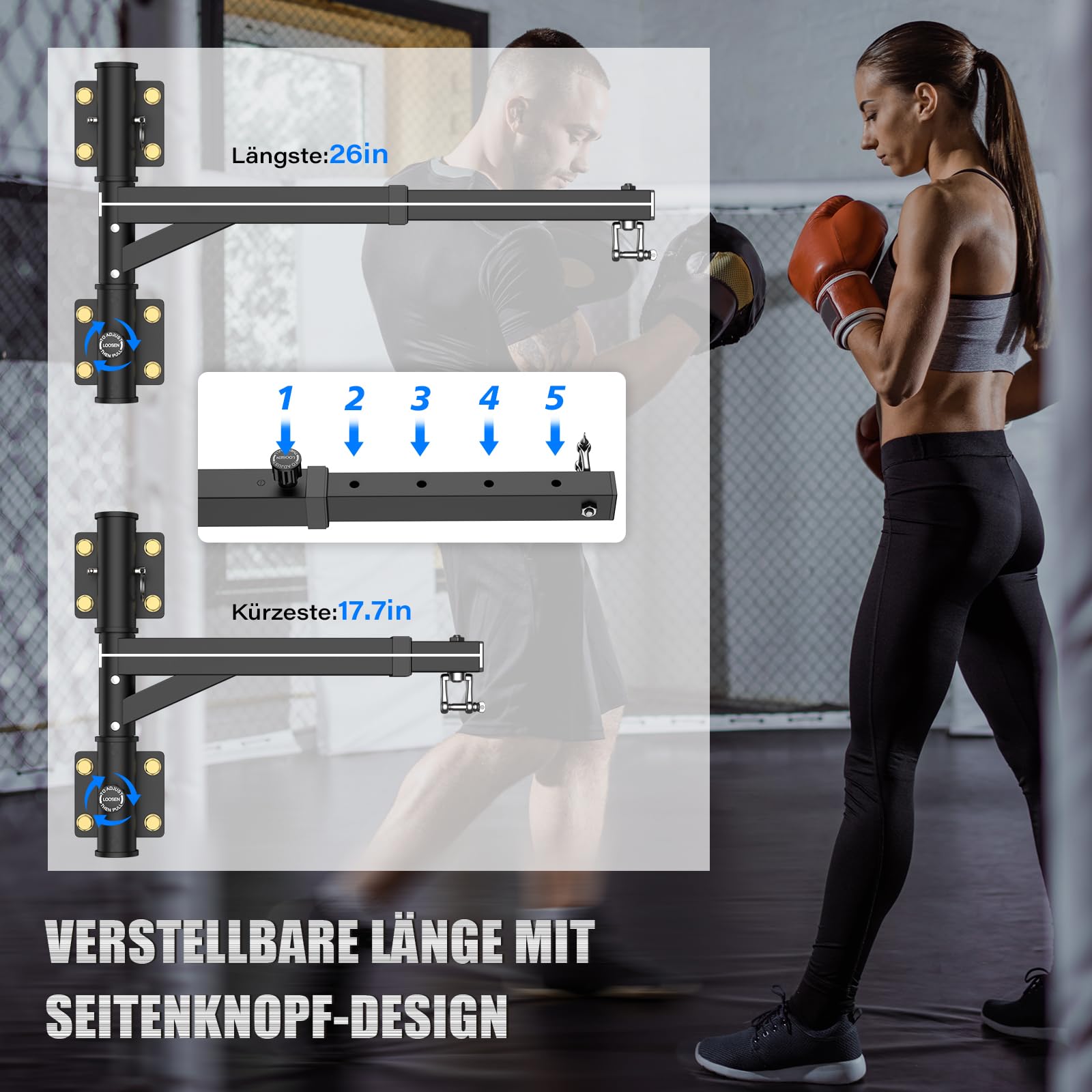IMAYCC Profesional Soporte Saco Boxeo Pared, Ajustable Soporte para Saco de Boxeo para Hogar, Gimnasio, Kickboxing, Muay Thai, Entre Otros.