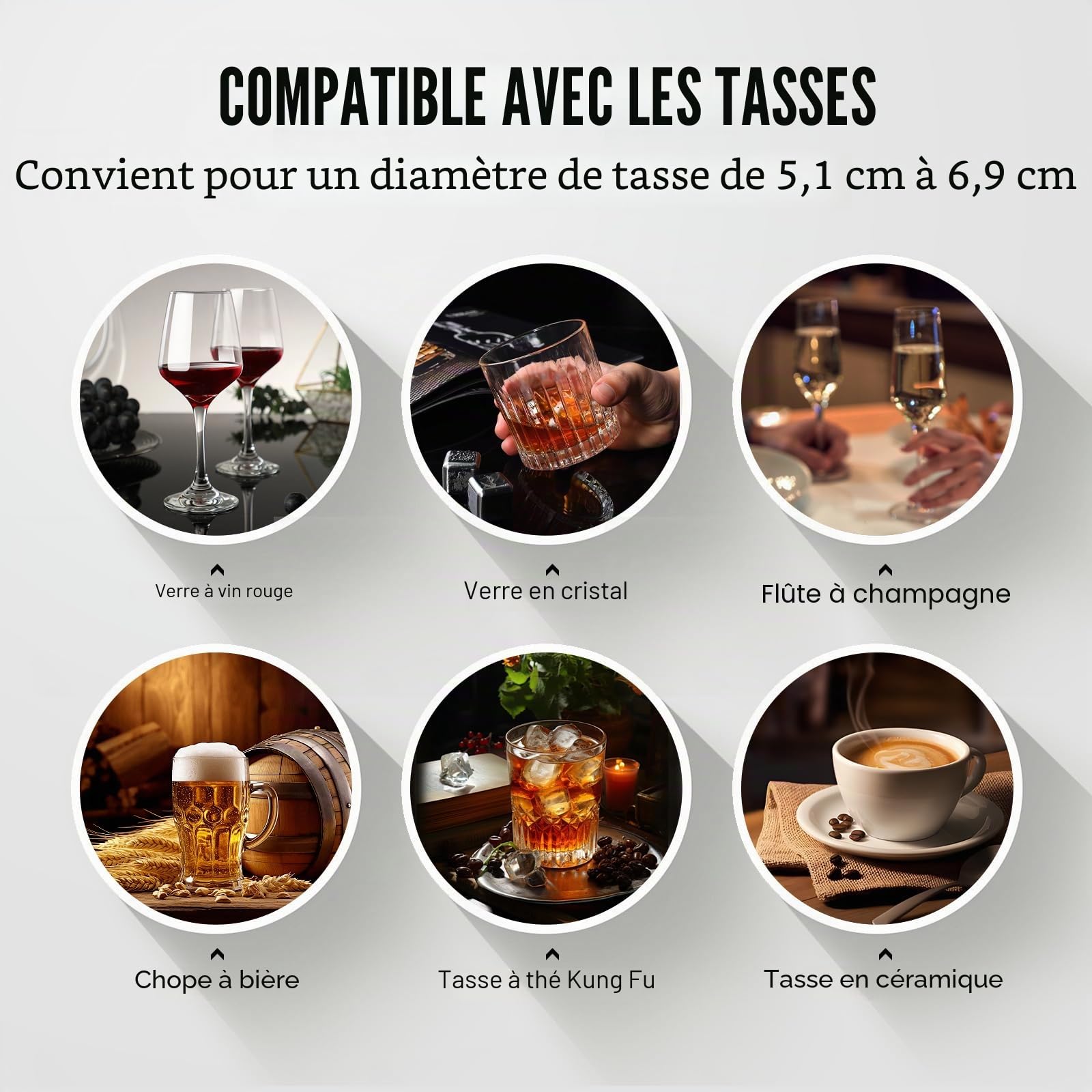 VEVOR Lave-verres Électrique Commercial, 5 Brosses Lave-verres 600 Tasses/Heure, Nettoyeur à Verres à Vin, pour Verres à Champagne, Tasses à Bière, Mugs, pour Bars, Cafés, Restaurants, Cuisine
