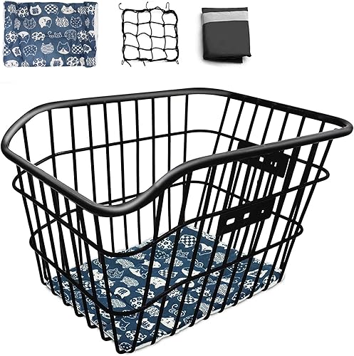 Miniatura 7 de Cesta trasera para bicicleta, instalación sin herramientas, para perros y mascotas, cesta trasera para carga, con cubierta impermeable, red de