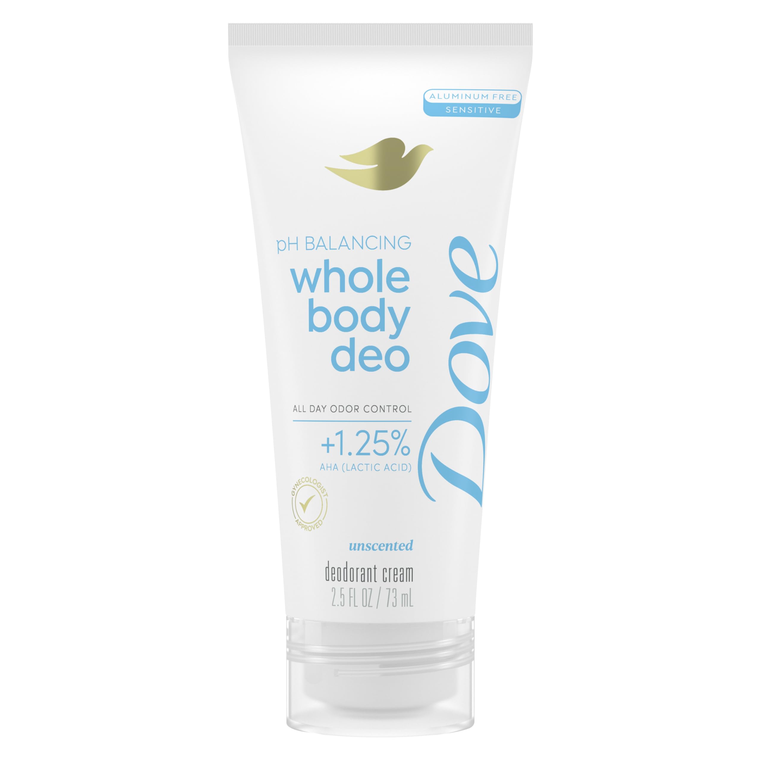 Whole Body Deodorant Aluminum Free pH Balancing Cream Deodorant Unscented for 72h Odor Control 2.5 oz
