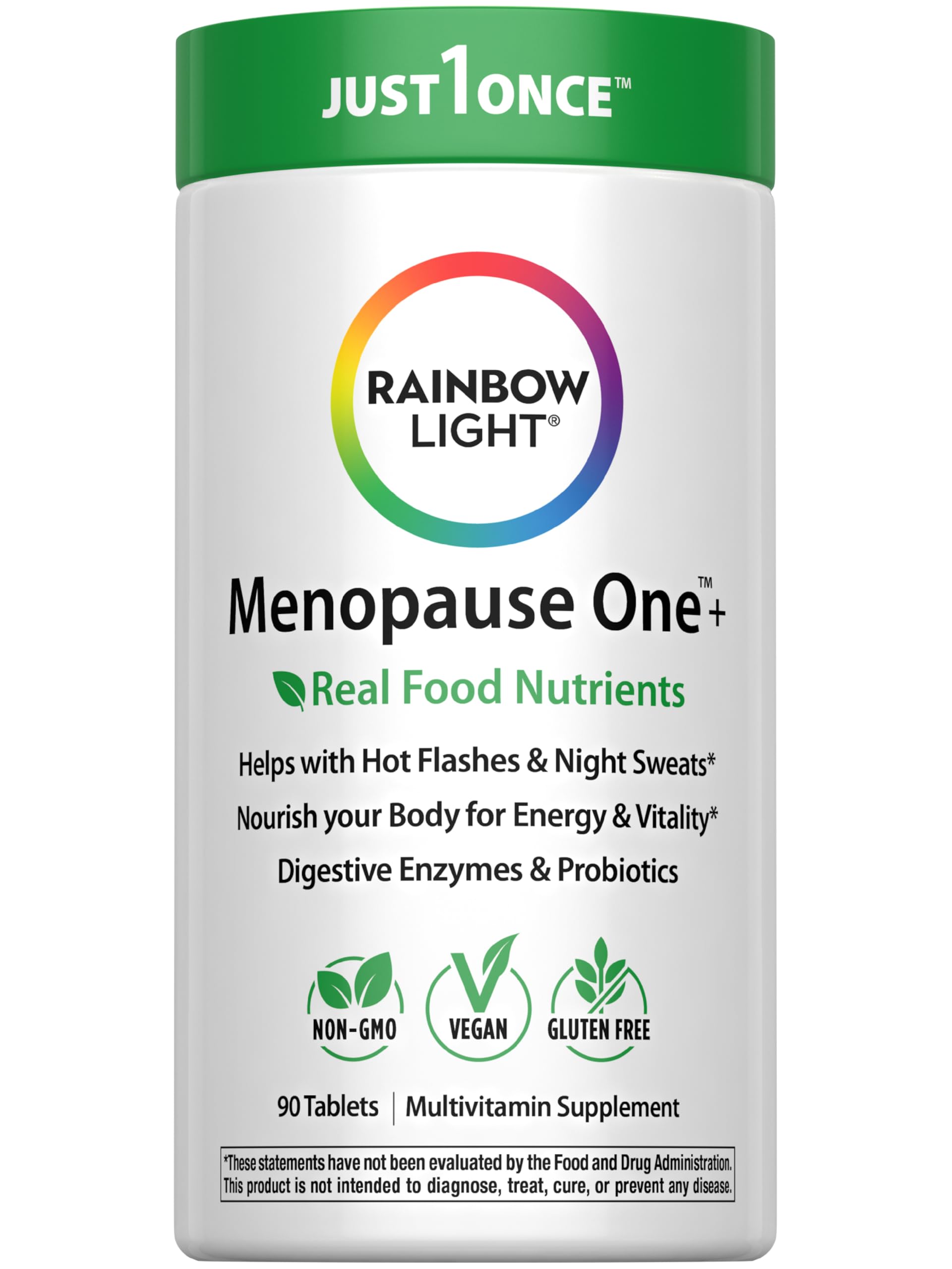 Rainbow Light Menopause One Multivitamin + | Support Supplements for Women | with Black Cohosh | Vegetarian Formula | 90 Tablets
