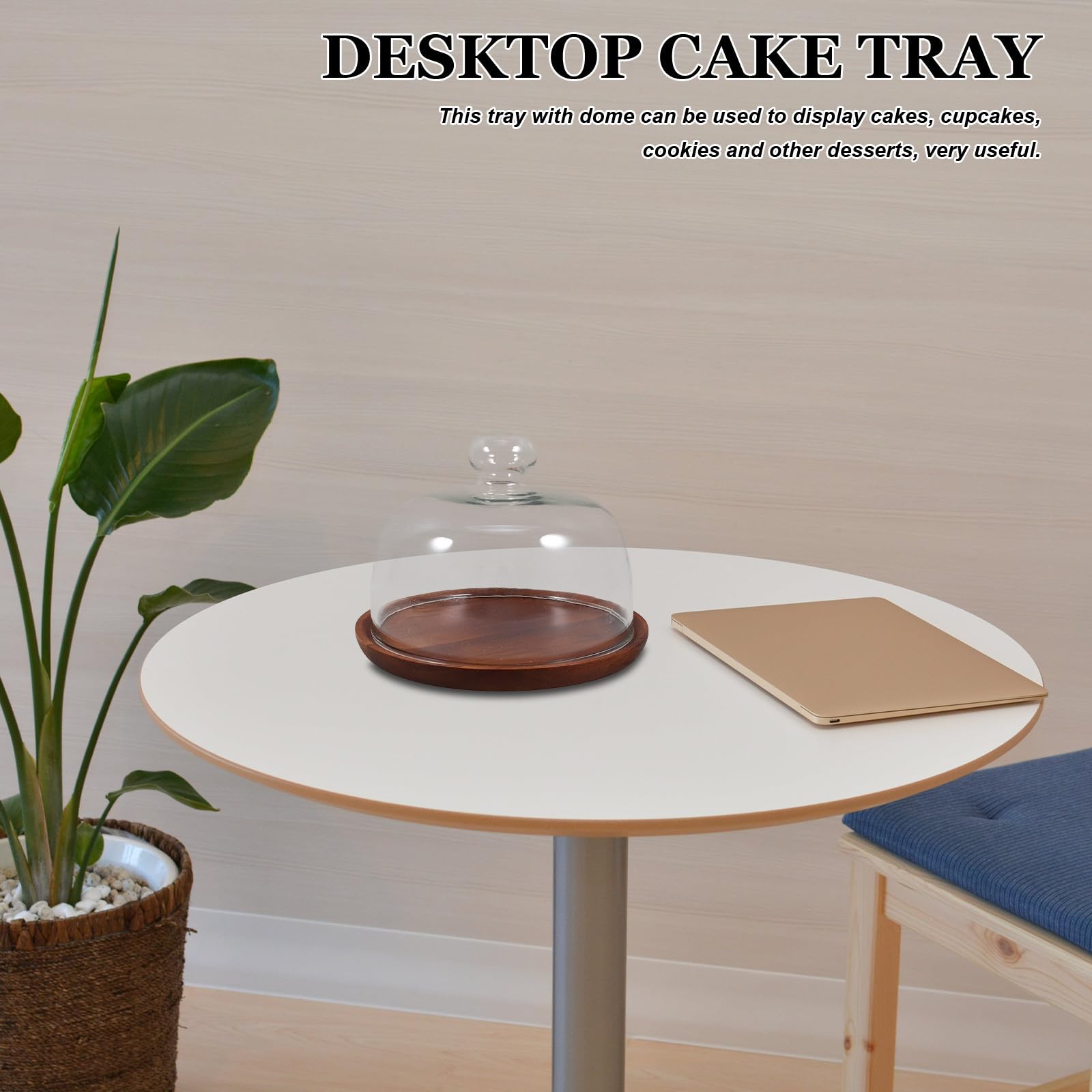 Gadpiparty Cúpula de Vidrio para Exhibir Pasteles y Galletas Bandeja de Madera Diseño Elegante para Bodas y Fiestas