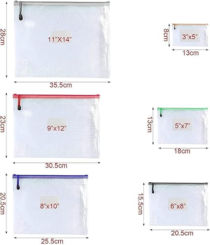 Miniatura 2 de -6 x 8 pulgadas - 16 unidades de malla de plástico con cremallera para documentos bolsas de archivos con cremallera para suministros de oficina,