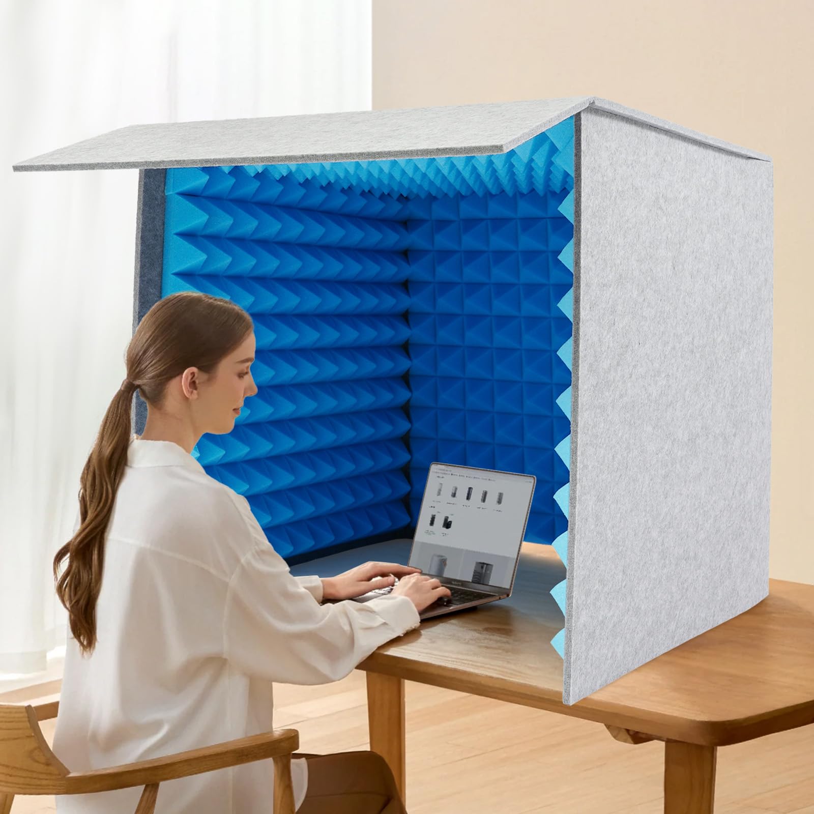 Cabina de canto, cubierta de escritorio insonorizada, 60x60 cm Cabina de canto portátil para salas de estar, habitaciones de juegos, estudio de grabación
