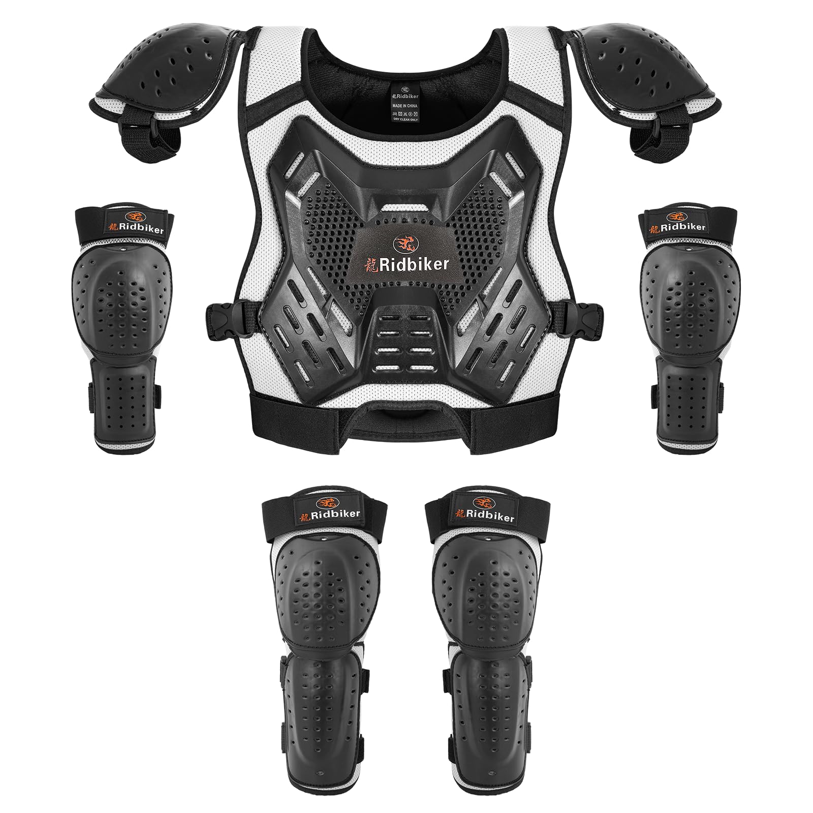 Kids Dirt Bike Gear Armor Vest Suit, Motorcycle Chest Protector with Knee Elbow Pads, Youth Riding Protective Gear for Motocross Cycling Skating Ski Off-Road