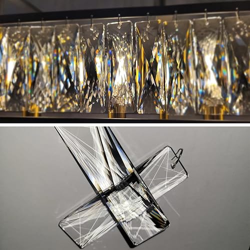 Miniatura 3 de Vezzio Candelabros de cristal de granja, 6 luces, accesorios de iluminación para comedor, color negro, rectangular, isla de cocina, con cadena