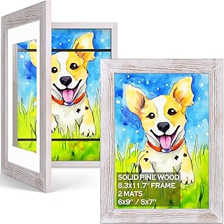 2 Packs Kids Art Frames - A4 Front Opening Kids Artwork Frames Changeable 6x9 or 5x7 with Mat, 8.3x11.7 Children's Art Project Picture Frame with Storage Horizontal &Vertical for Kids Drawing,Schoolwork