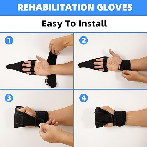 Miniatura 8 de Férula de dedo para férula para accidente cerebrovascular, guantes de entrenamiento auxiliar de rehabilitación de dedos para pacientes ancianos,