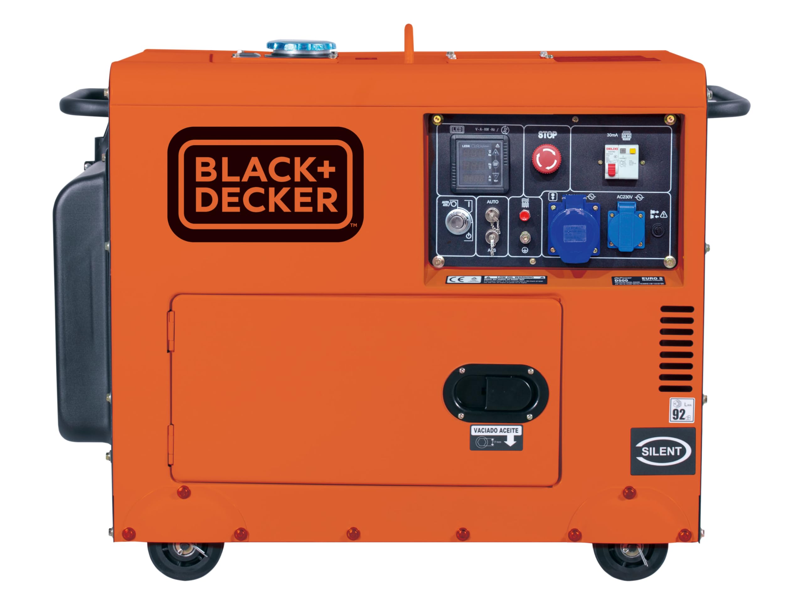 BLACK+DECKER - Generador eléctrico diésel monofásico e insonorizado, con potencia máxima 5300W - para emergencias apoyo solar o caída de red.BXGND5300E