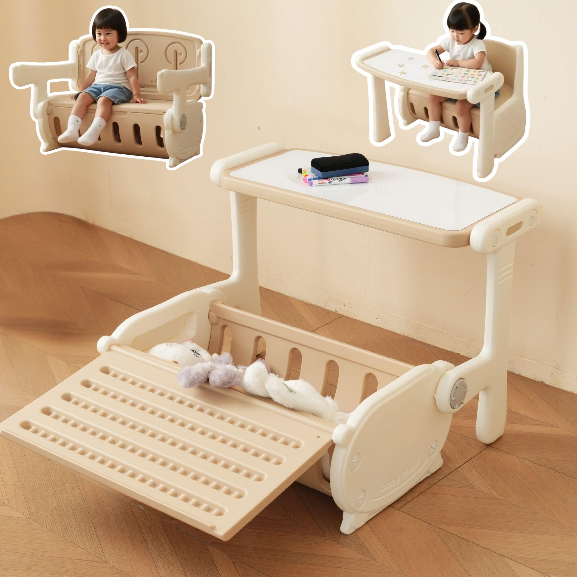 収納ネット付き キッズテーブル チェアセット Amazon.co.jp: OSJ【1台3役】キッズデスク セット 子供用テーブル 椅子