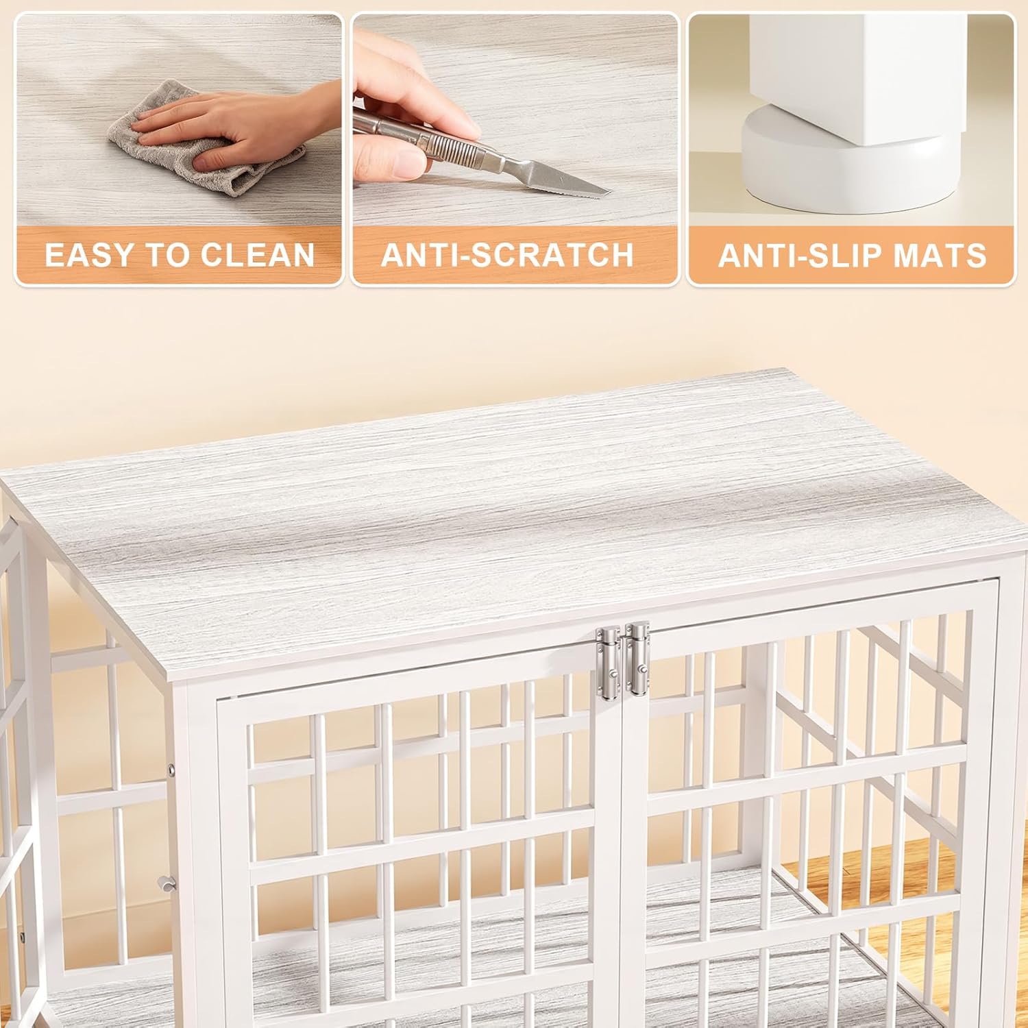 38 Inch Dog Crate End Table,Heavy Duty Furniture Kennel for Medium Dogs with Multiple Secure Locks, Decorative Wooden Pet Cage