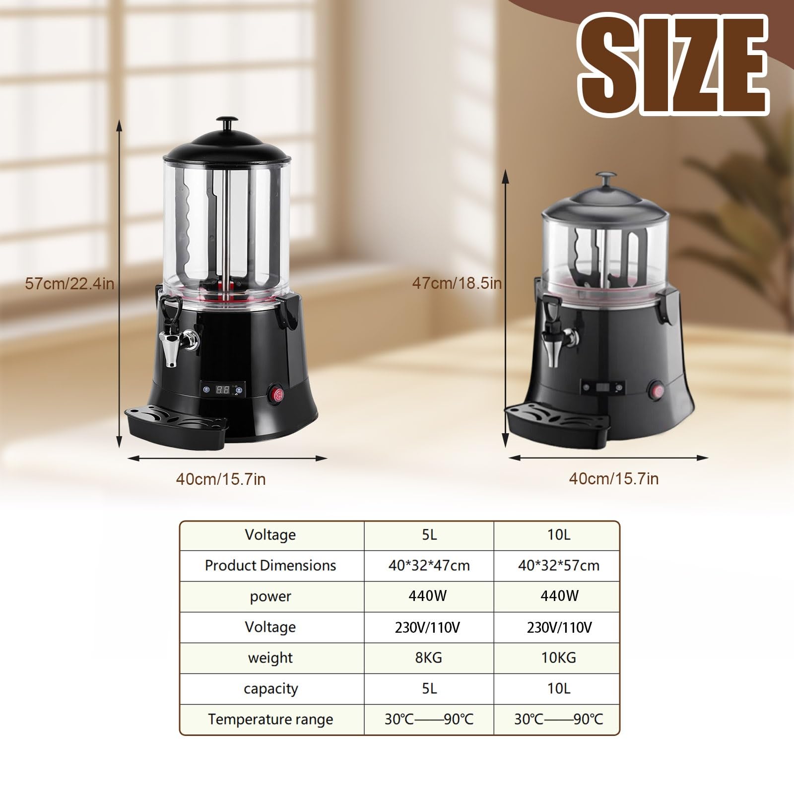 Cioccolatiera professionale, cioccolatiera elettrica da 10 litri, controllo della temperatura, agitazione automatica, acciaio inossidabile(10L)