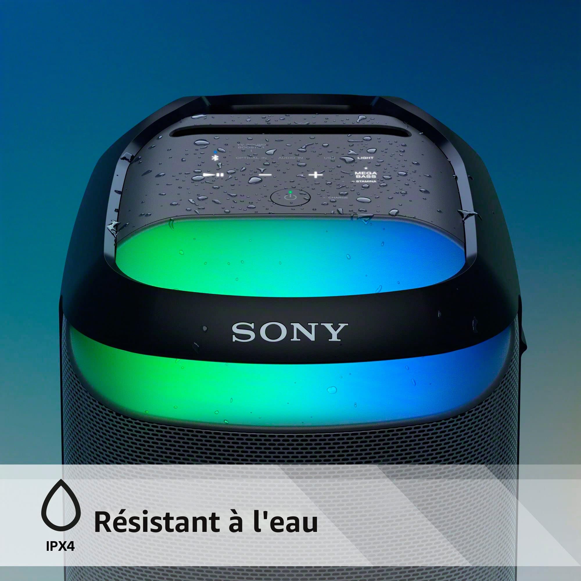 Sony SRS-XV800 - Enceinte Bluetooth de fête sans Fil avec Son Puissant à 360° et Mega Bass - 25 Heures d'autonomie, Portable - Effets Lumineux - Noir