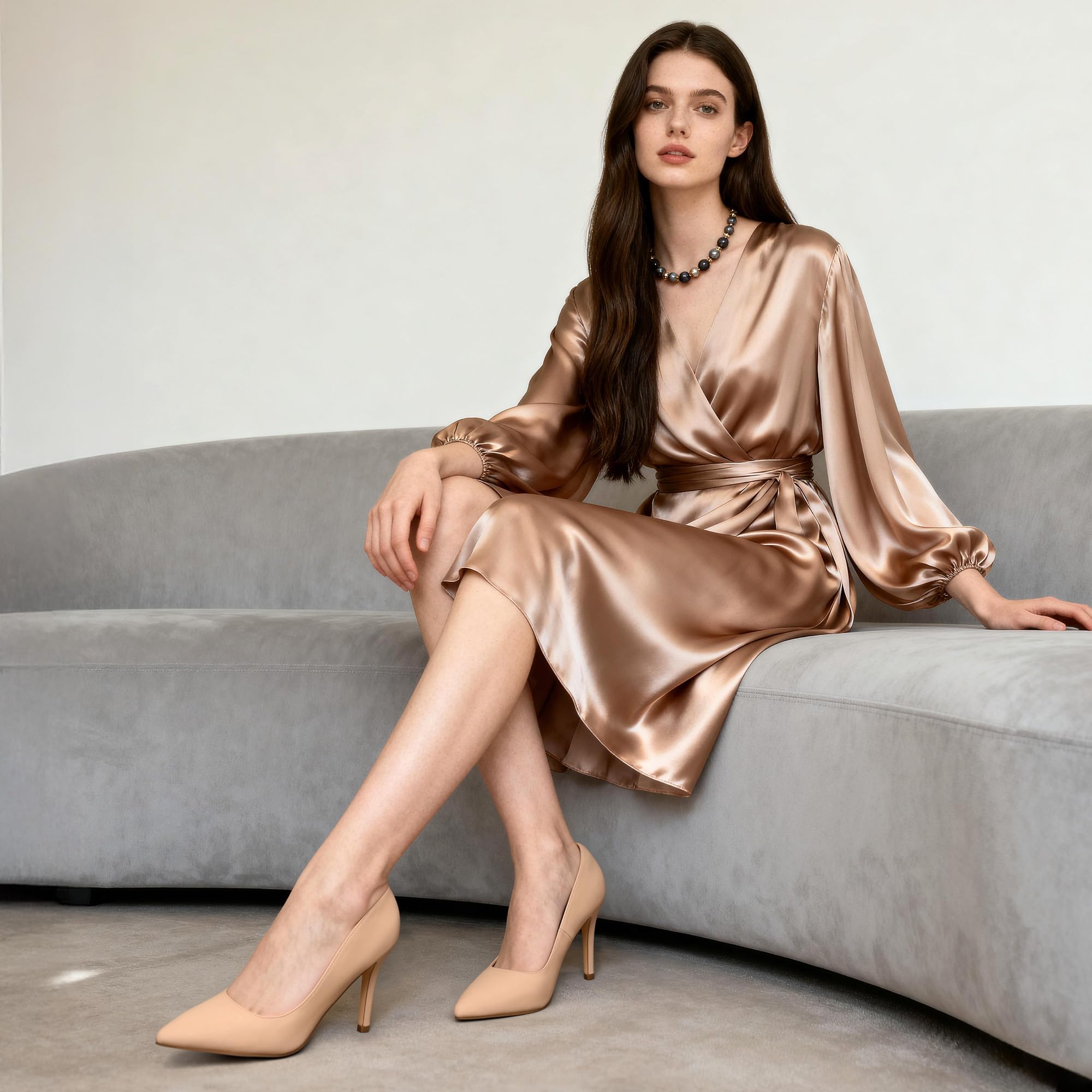 DREAM PAIRS Damskie wysokie obcasy z zamkniętymi szpiczastymi palcami
