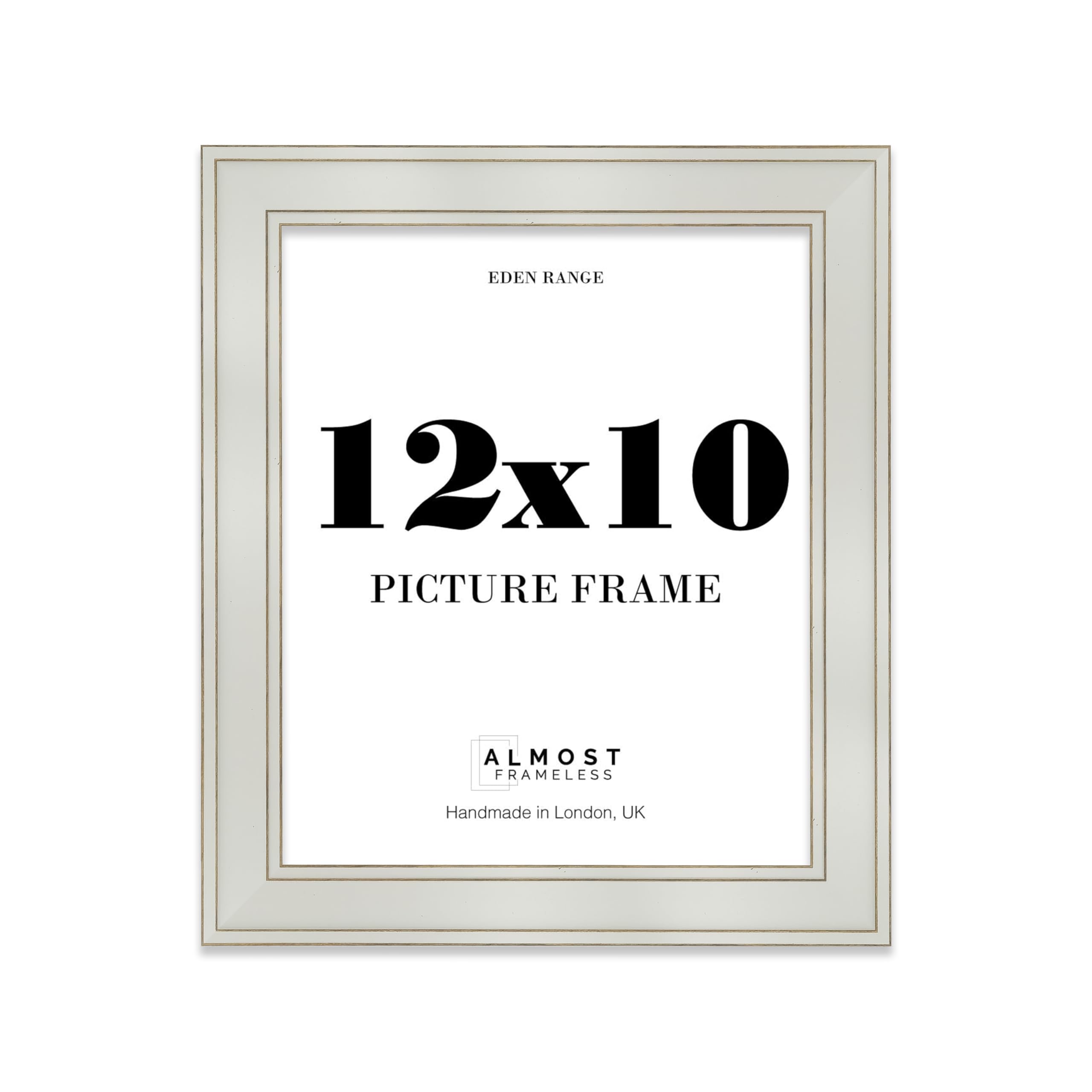 12x10 Light Grey Picture Frame - Shabby Chic Photo Frame with Distressed Finish, Gold Trim, Wall Hooks and Kickstand, 37mm Edge - 1 Pack
