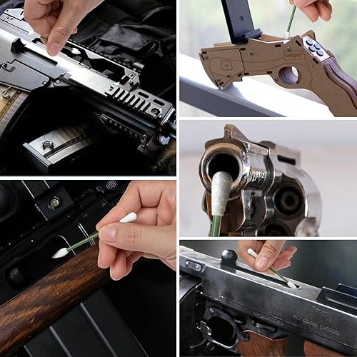 Miniatura 7 de 4 hisopos de limpieza de pistola táctica, kit de limpieza reutilizable y universal, cuatro en uno, incluye caja de almacenamiento y cepillo de