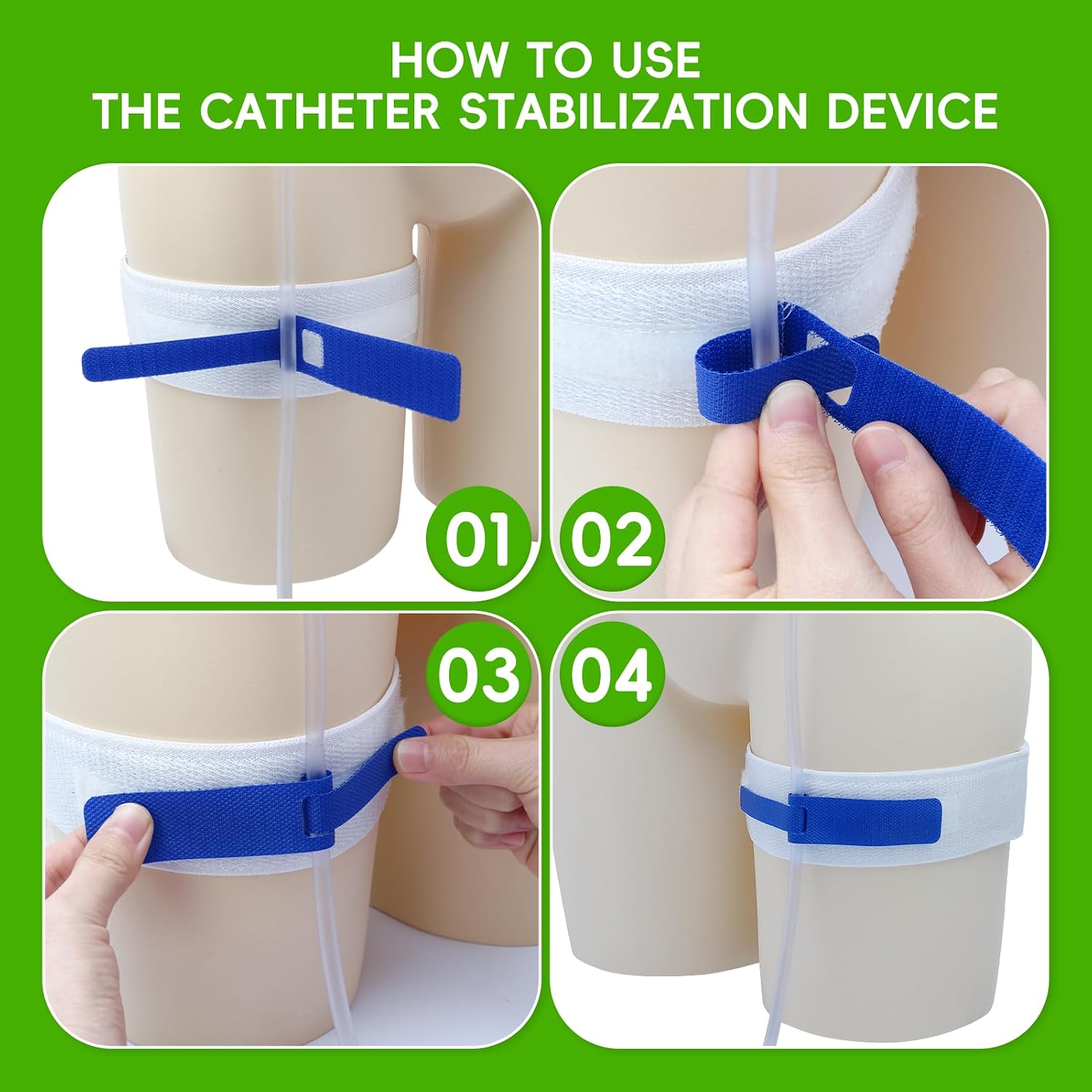 Catheter Stabilization Device,4-Pack Catheter Leg Strap Holder for Men,Catheter Supplies Holder,Highly Elastic,Skin-Friendly and Non-Irritating,Wear It Day and Night