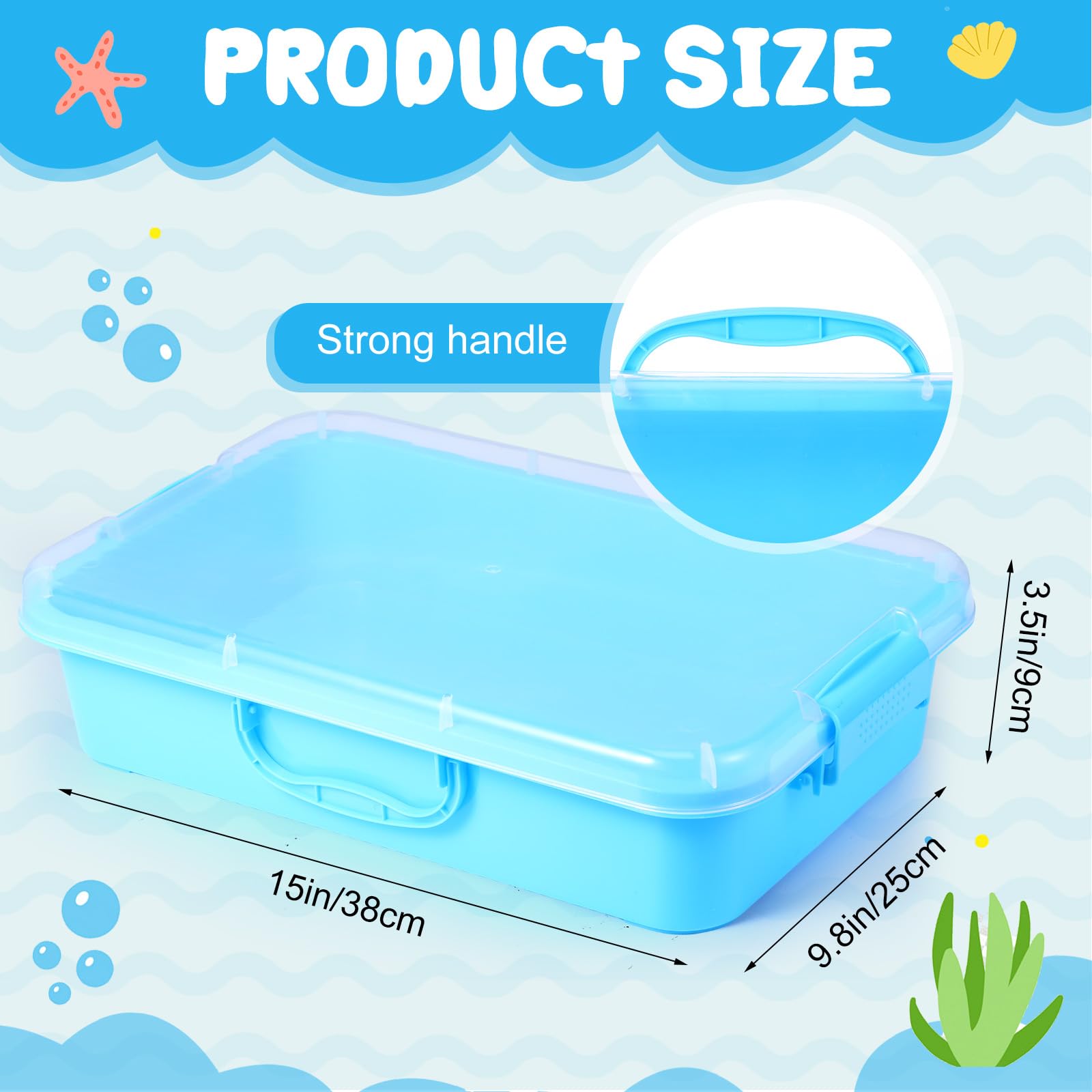 Blosssound 15 Inch Portable Sensory Bin Tray with Lid Plastic Sand Tray with Lid Sandbox Plastic Sandbox Fill Water, Sand, Beads and More - Image 2
