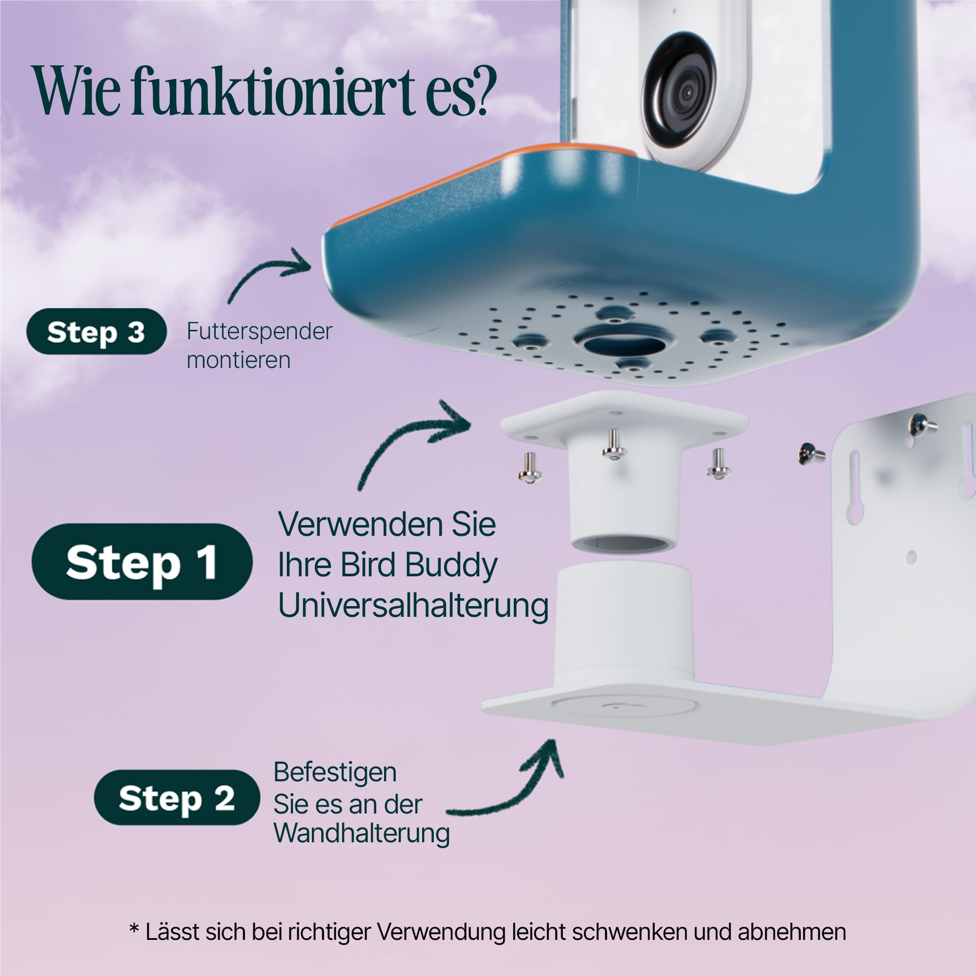 Birdbuddy Wandhalterung – Vielseitige Vogelfutterstation-Wandhalterung für Wände und Zäune – Langlebiges, wetterfestes, Robustes & sicheres sowie stilvolles Futterstation-Zubehör für den Außenbereich